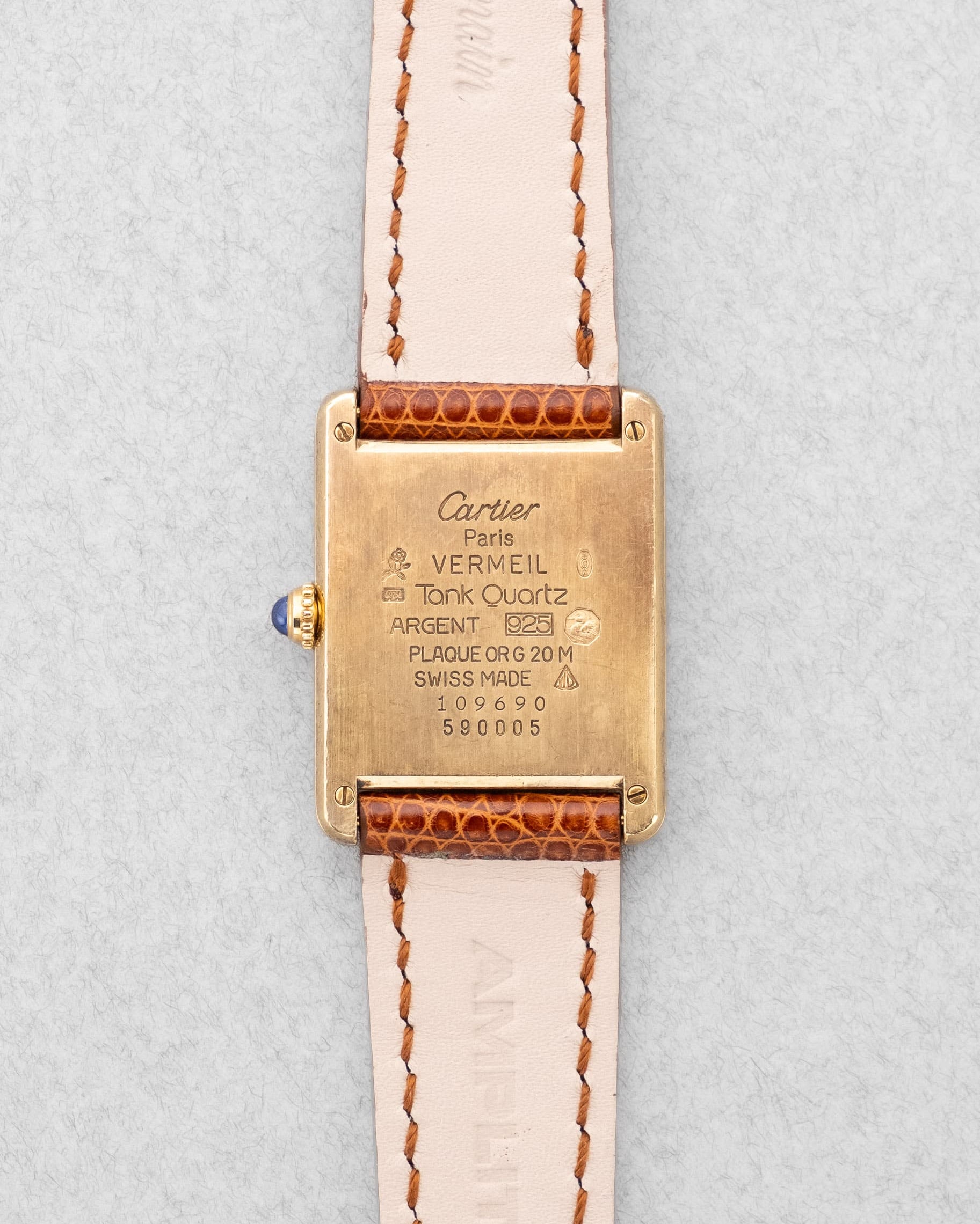 YM2B Cartier Tank Must Quartz GM 5 « Cream/Ivory Roman Dial », circa 1990 - Back