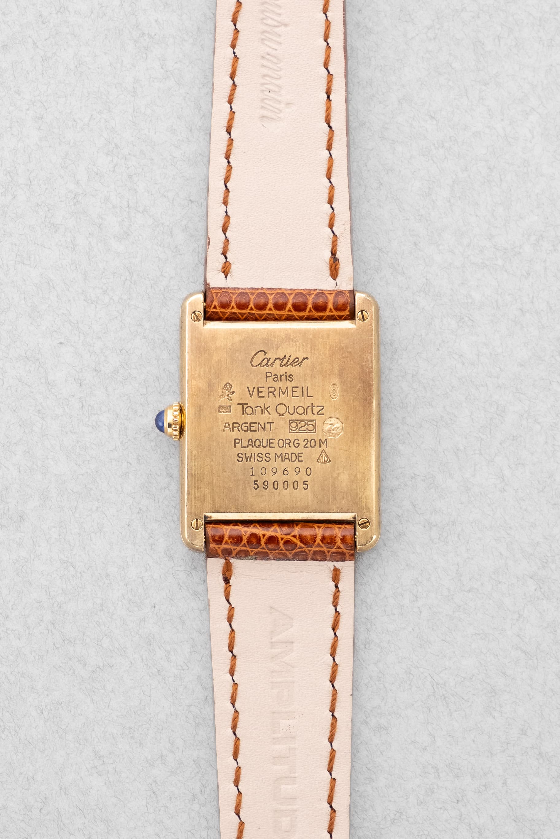 YM2B Cartier Tank Must Quartz GM 5 « Cream/Ivory Roman Dial », circa 1990 - Back