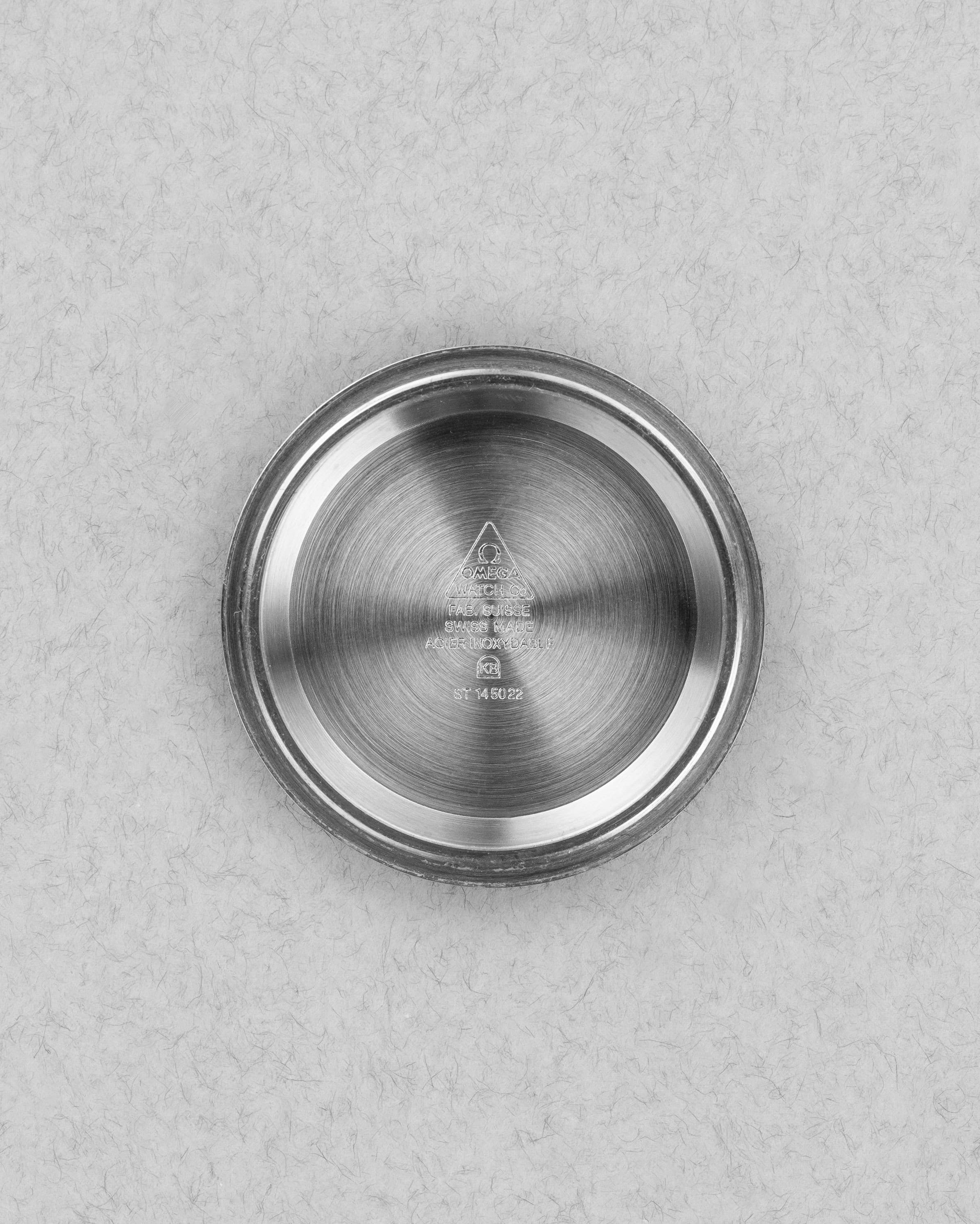 K2XS Omega Speedmaster Moonwatch « Long S & R » réf. 3590.50/145.022 circa 1990 – Patine + Bracelet 1450 - Inside case back