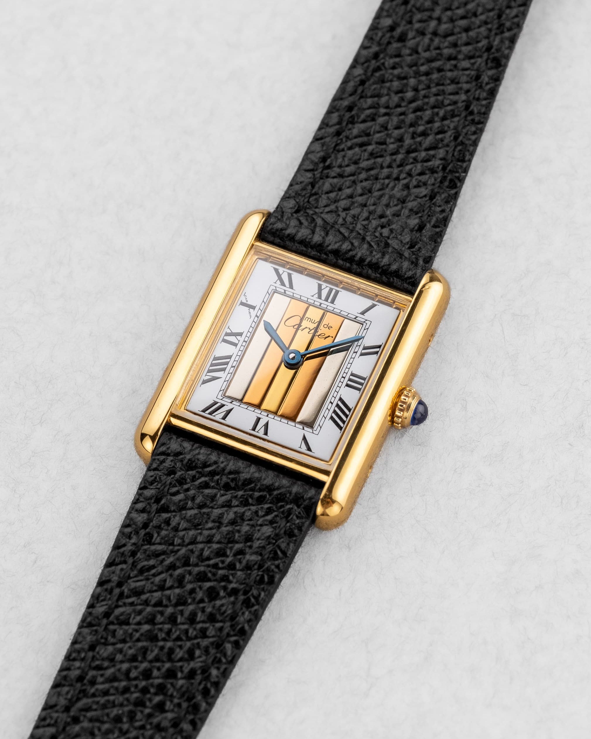 235V-2C Cartier Tank Must Quartz GM 6 « White Trinity + Roman Art Déco » - Three Quarters