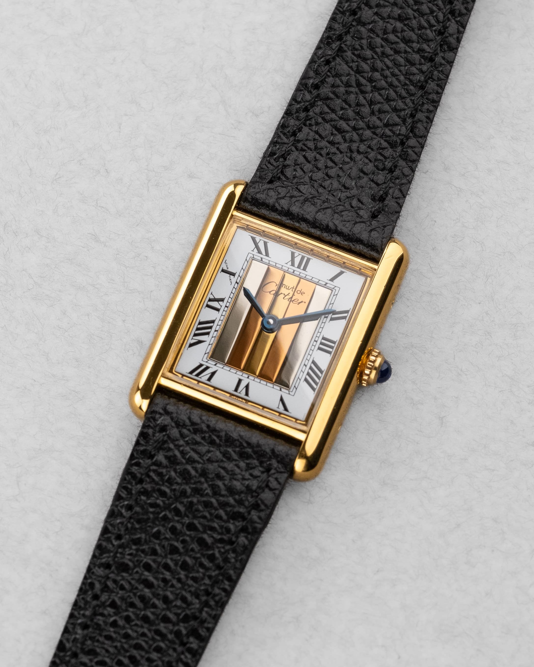 235V-UZ Cartier Tank Must Quartz GM 6 « White Trinity + Roman Art Déco » - Three Quarters