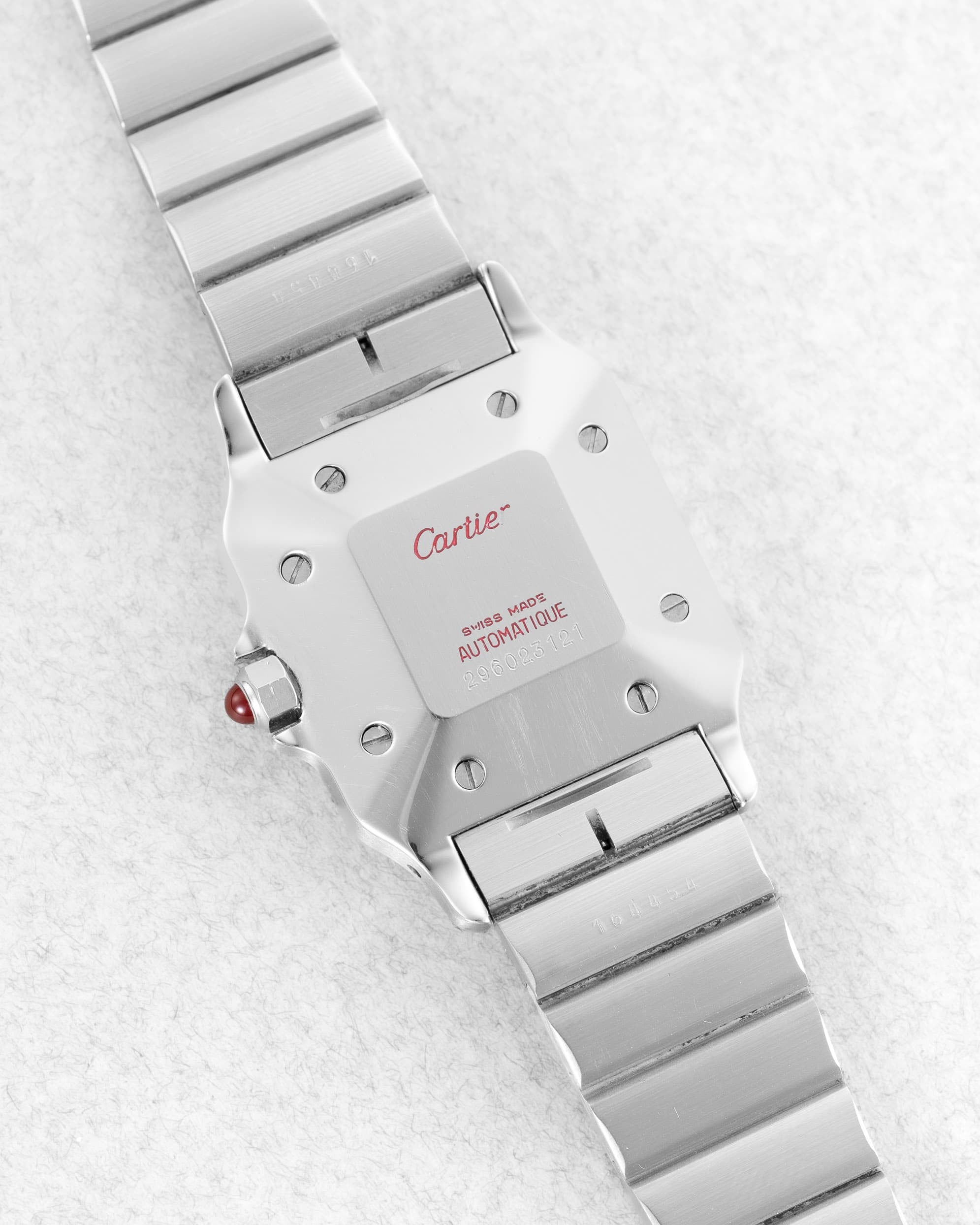 39PK Cartier Santos Carrée « Red/Burgundy » réf. 2960 – « SWISS Only » - Back