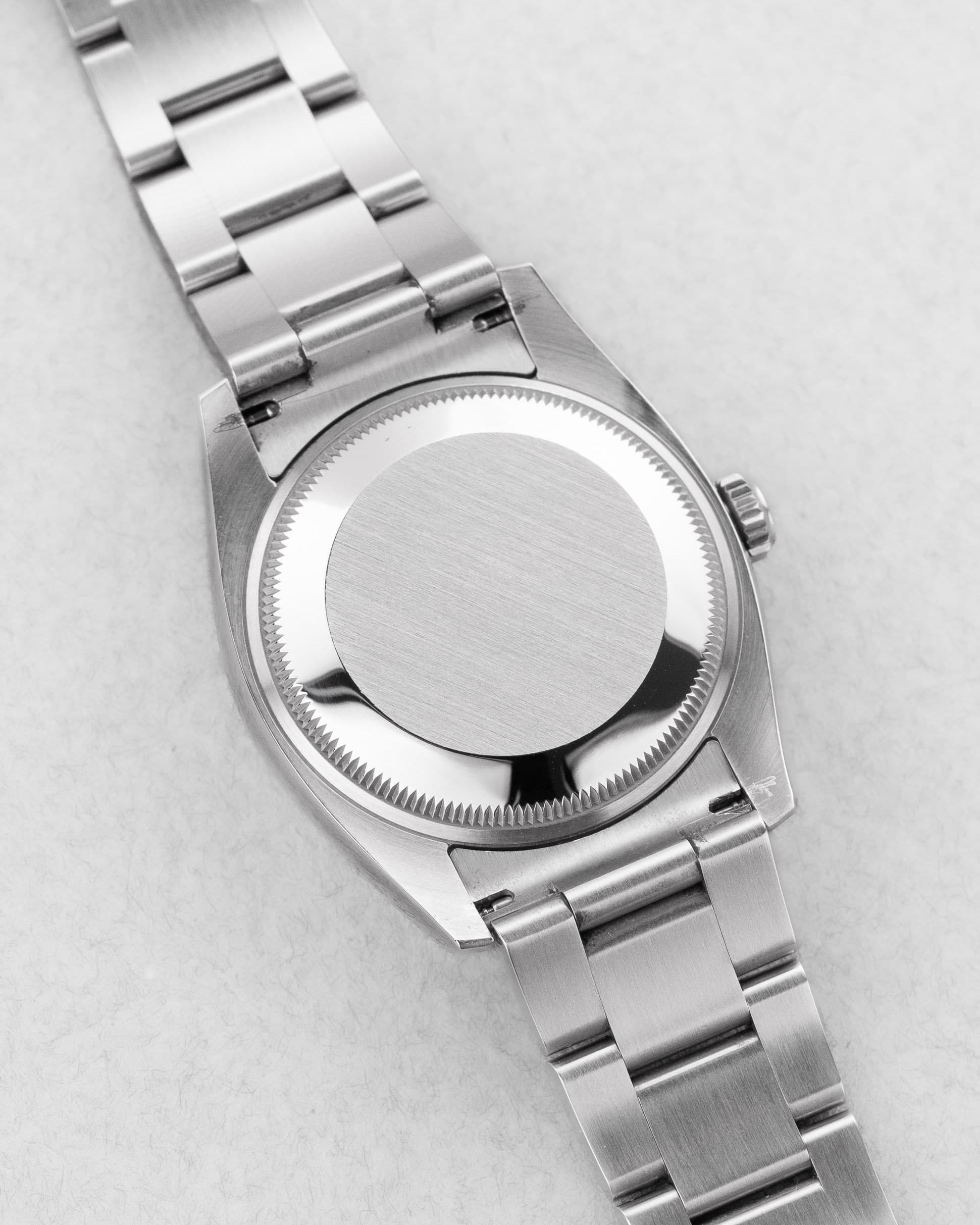 3WCY Rolex Oyster Perpetual 34 réf. 114200 de 2018 – Cadran bleu « Explorer 3-6-9 », Parfait état et Full Set - Back