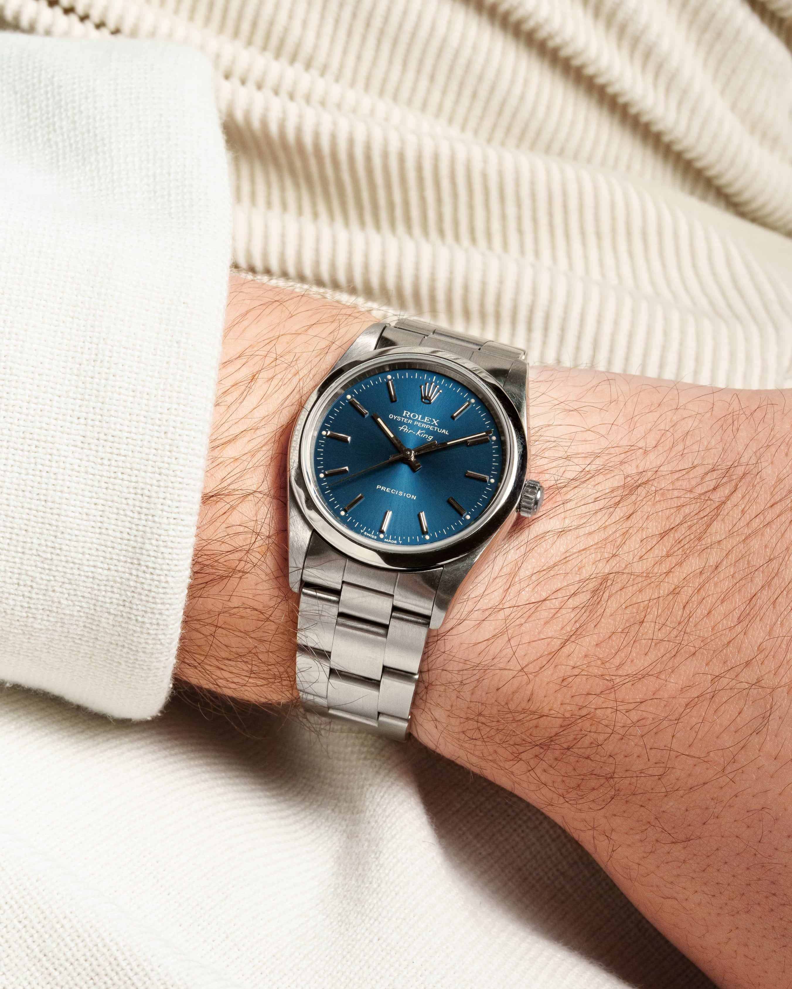 4KEG Rolex Air-King ref. 14000 del 1996 – Quadrante blu - Wristshot