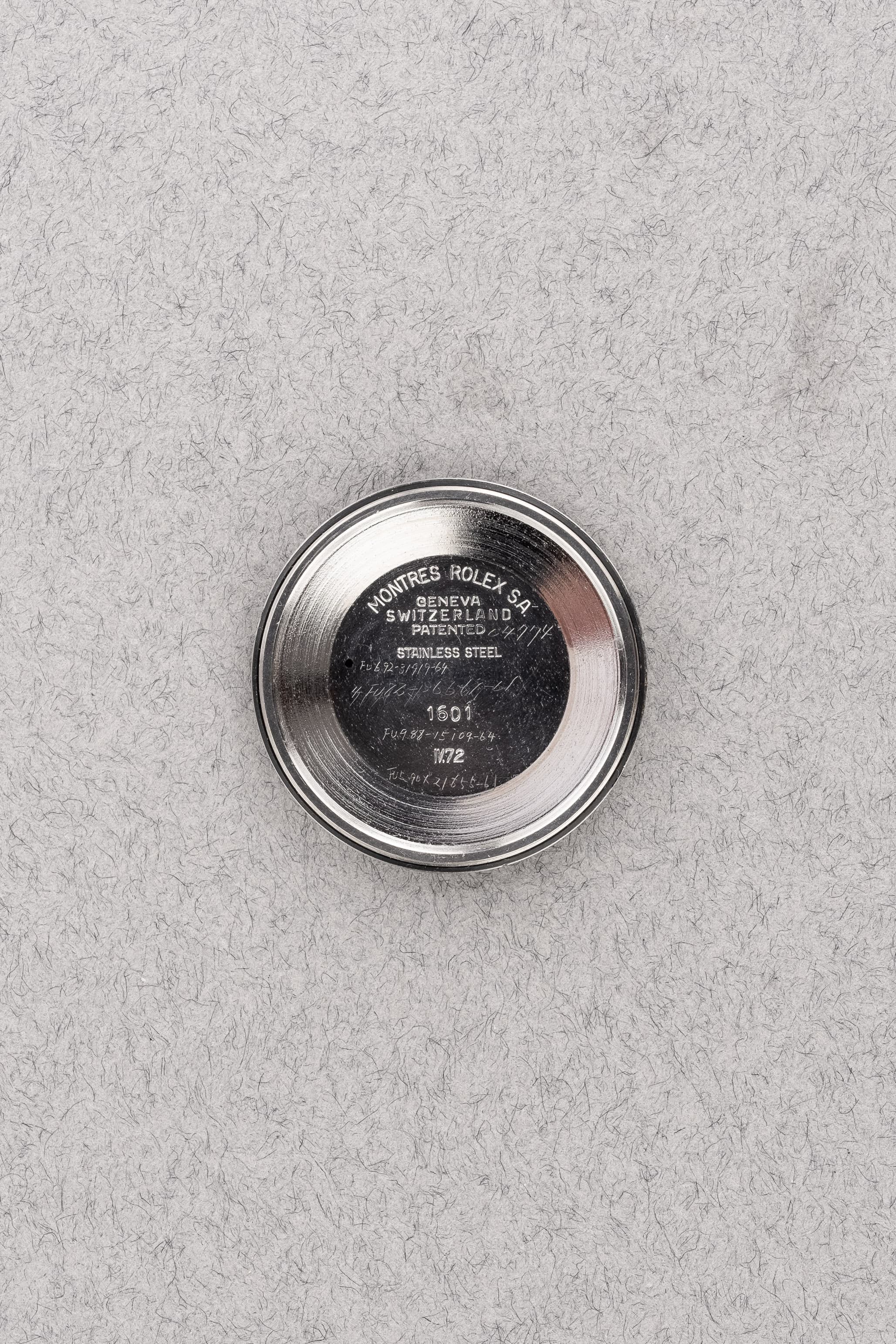 4VEB Rolex Datejust 1601 « Japan No Lume » de 1973 - Inside case back