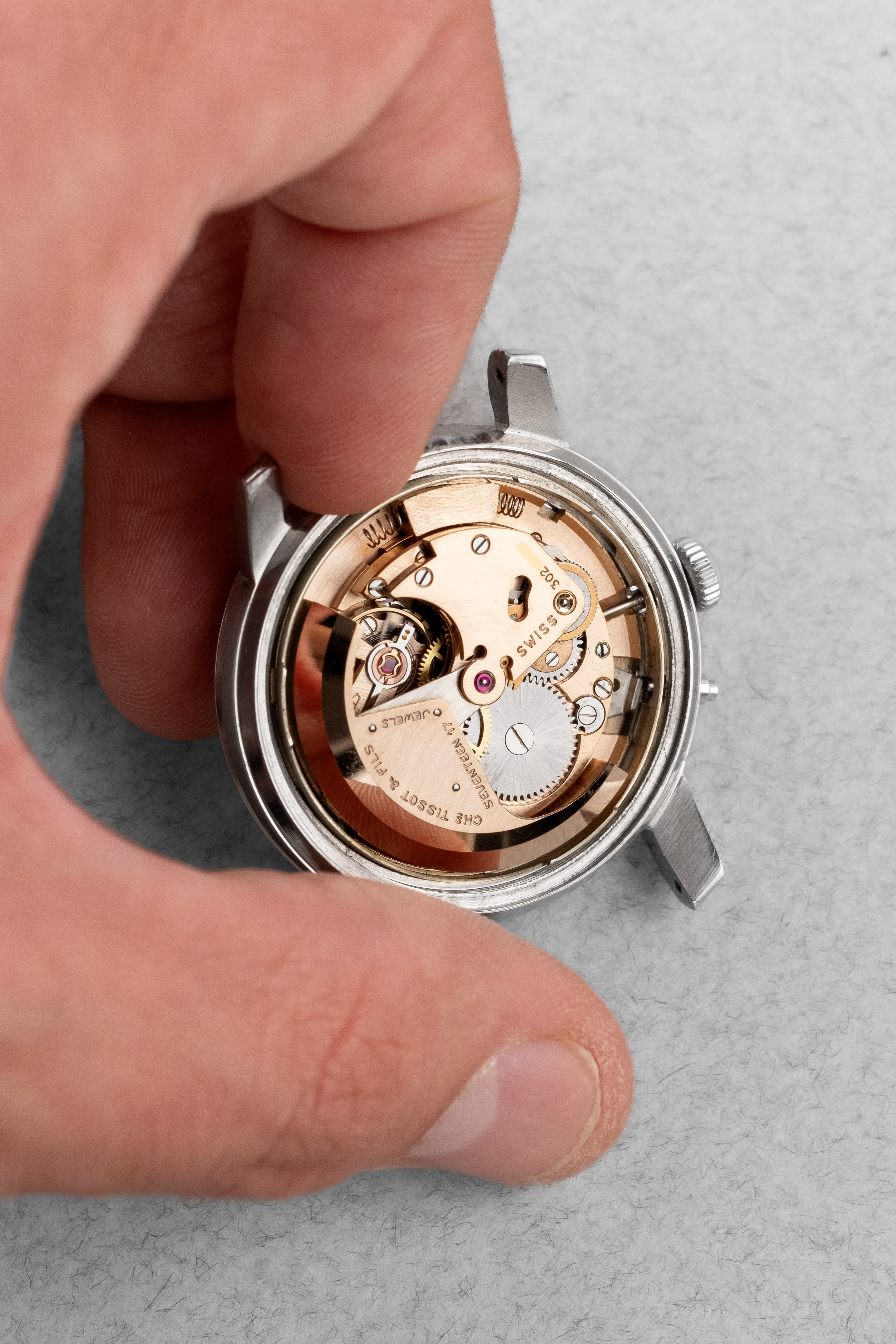58TV 希少なTissot Navigator World Time ref. 4002-1 ステンレススチール製 1951年 – 第一世代 - 背面