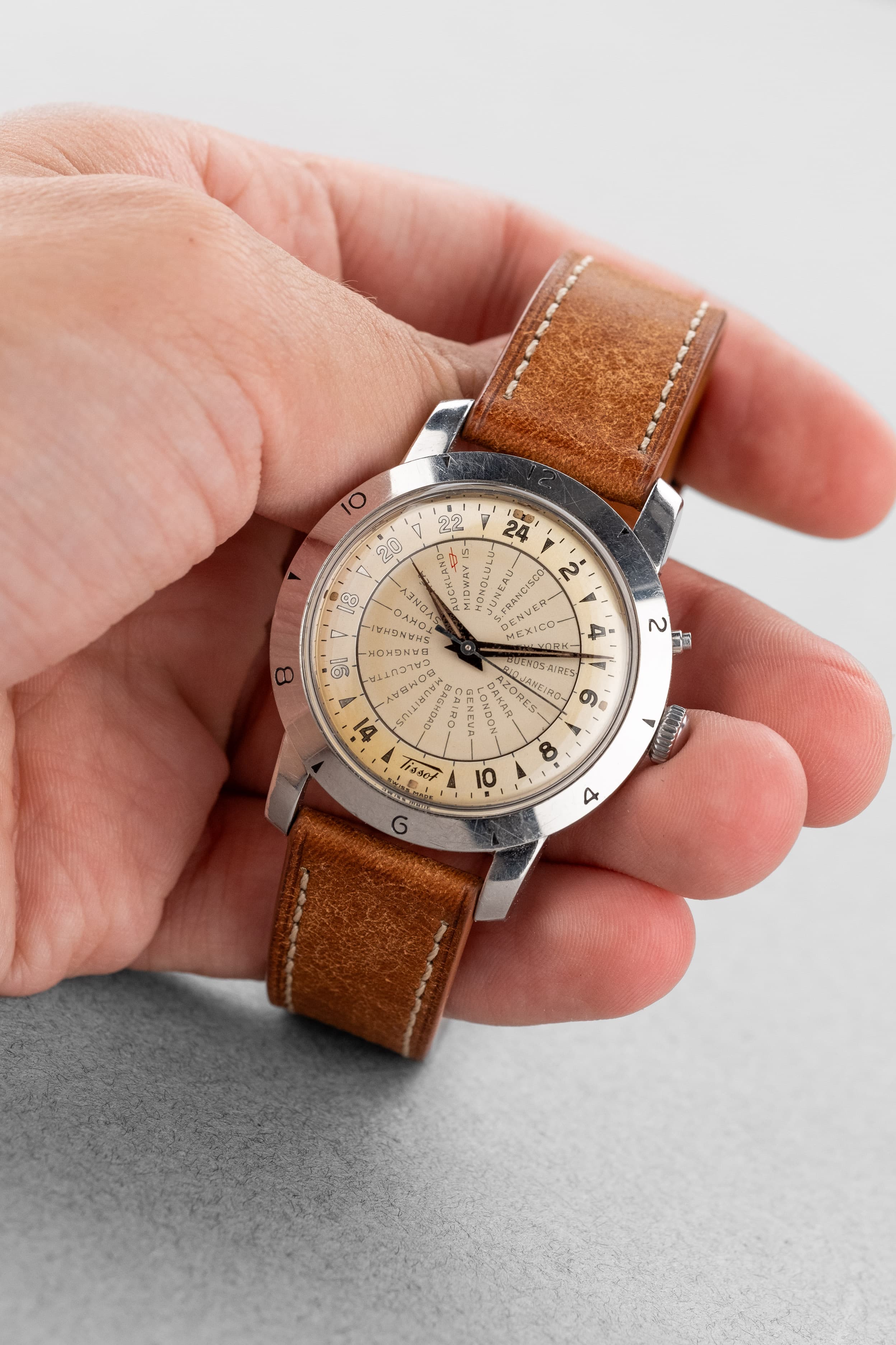58TV 希少なTissot Navigator World Time ref. 4002-1 ステンレススチール製 1951年 – 第一世代 - 全体