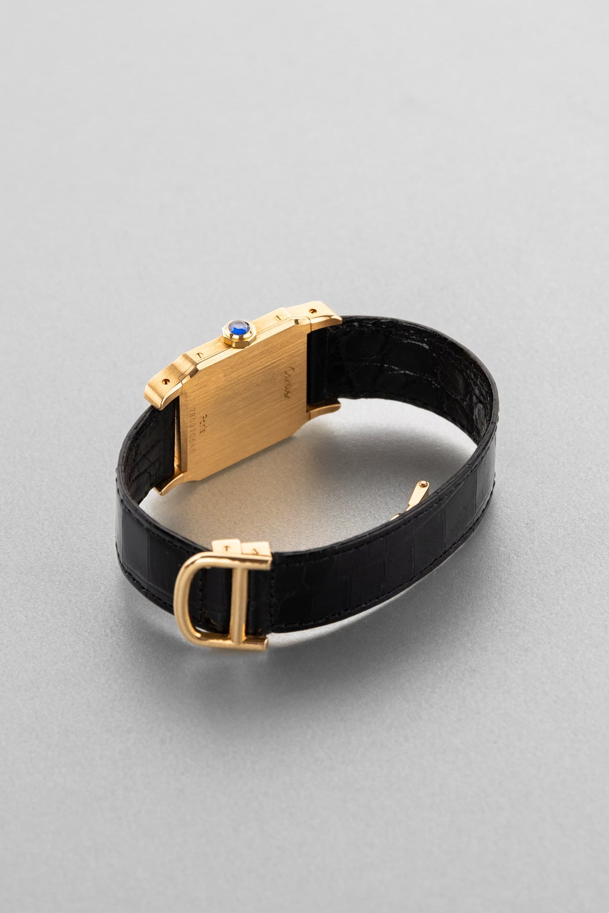 5MDB 絕美的 Cartier Santos-Dumont GM 型號 78097「PARIS」黃金腕錶,circa 1973——全新庫存品 - 背面