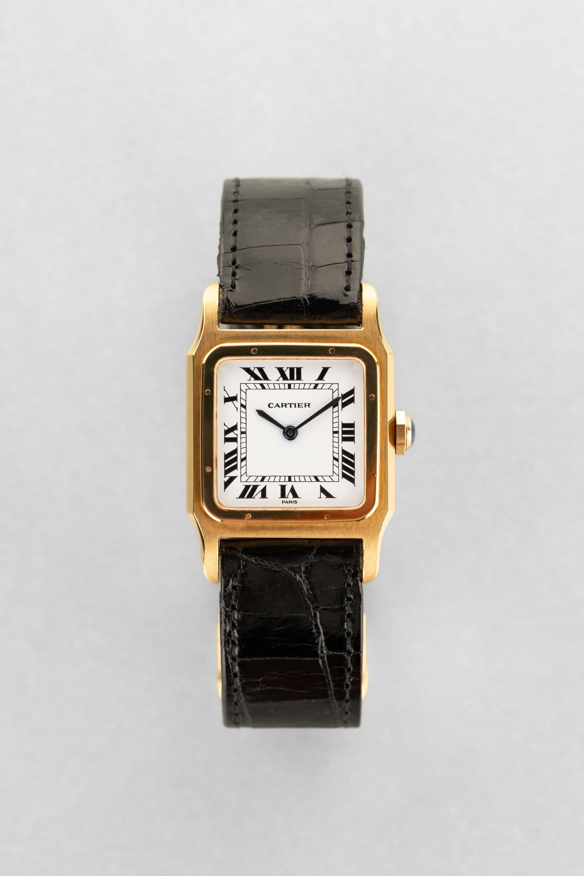 5MDB 絕美的 Cartier Santos-Dumont GM 型號 78097「PARIS」黃金腕錶,circa 1973——全新庫存品 - 正面