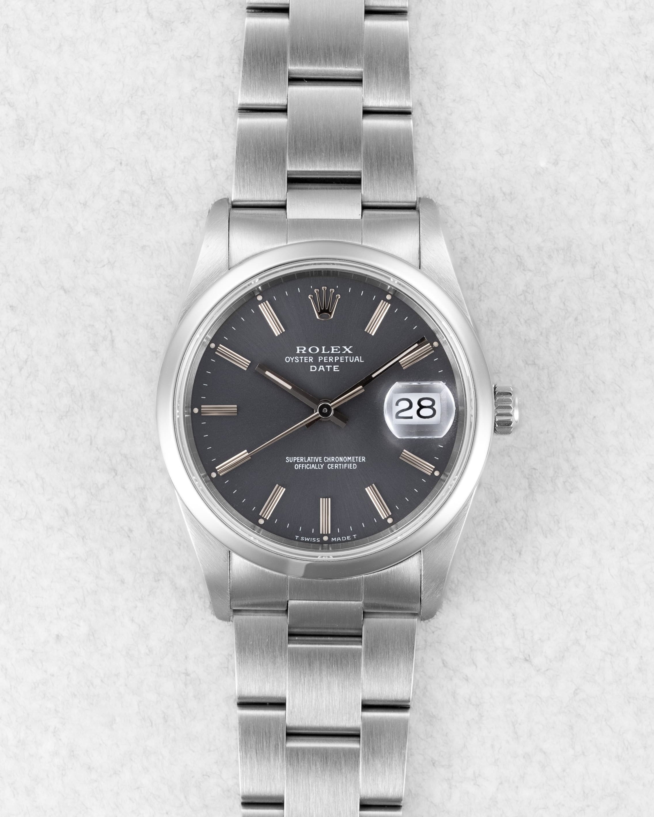 5P55 Rolex Oyster Perpetual Date réf. 15200 de 1991 – Rare cadran gris souris - Front