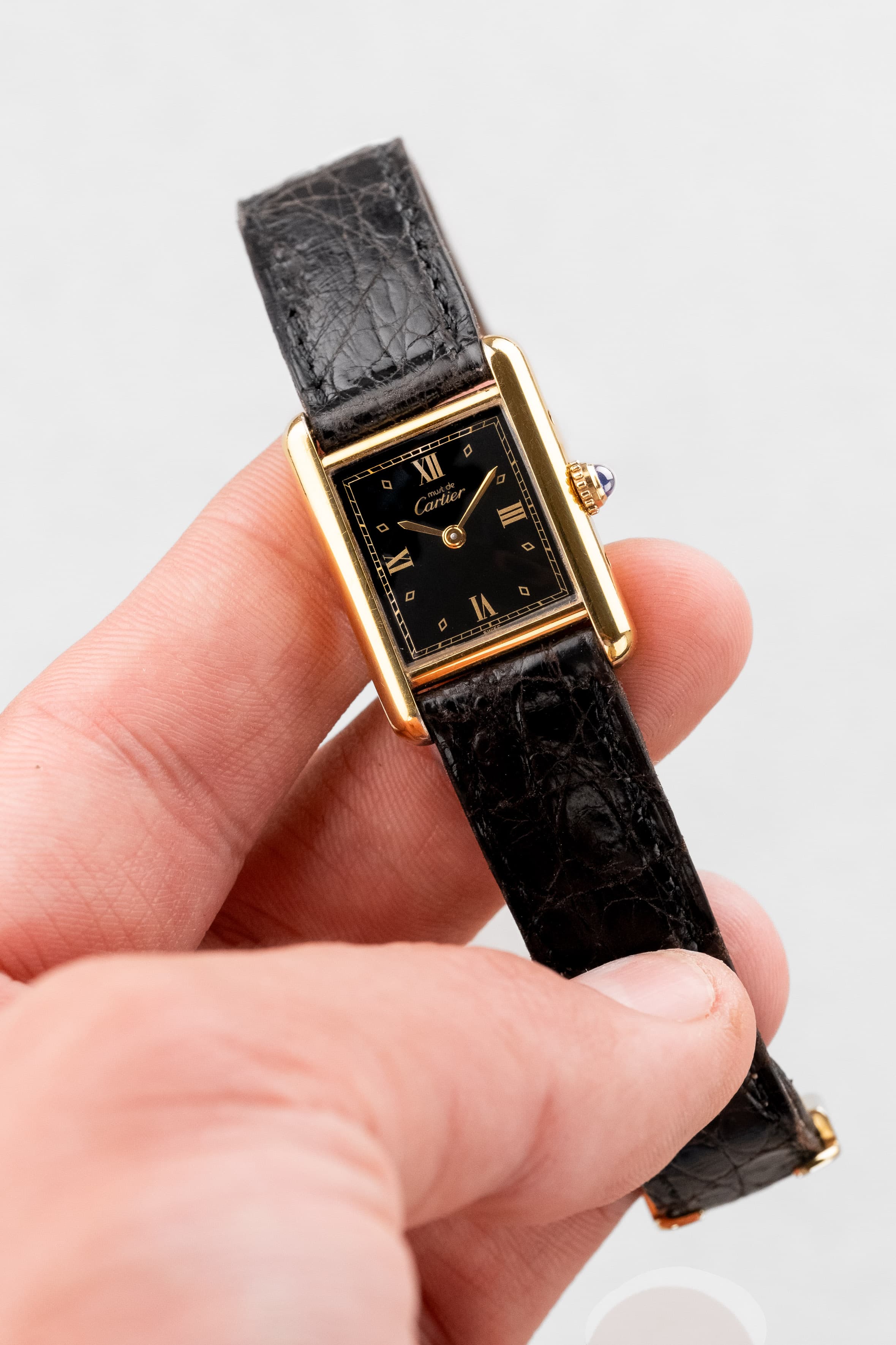 6SAN-Zt Cartier Tank Must Quartz Lady « Black Gold Diamonds » - Front