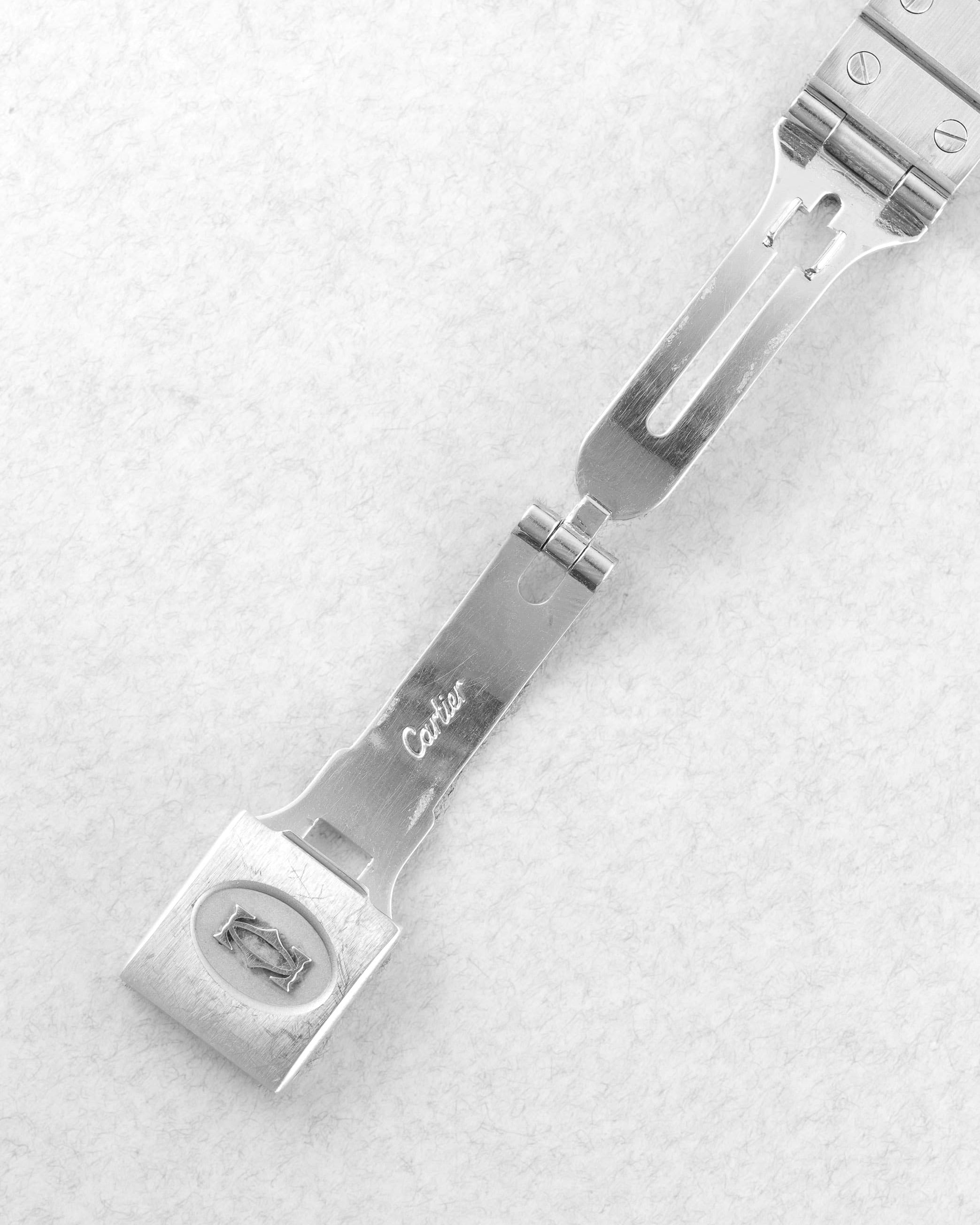 39PK Cartier Santos Carrée « Red/Burgundy » réf. 2960 – « SWISS Only » - Buckle Outside