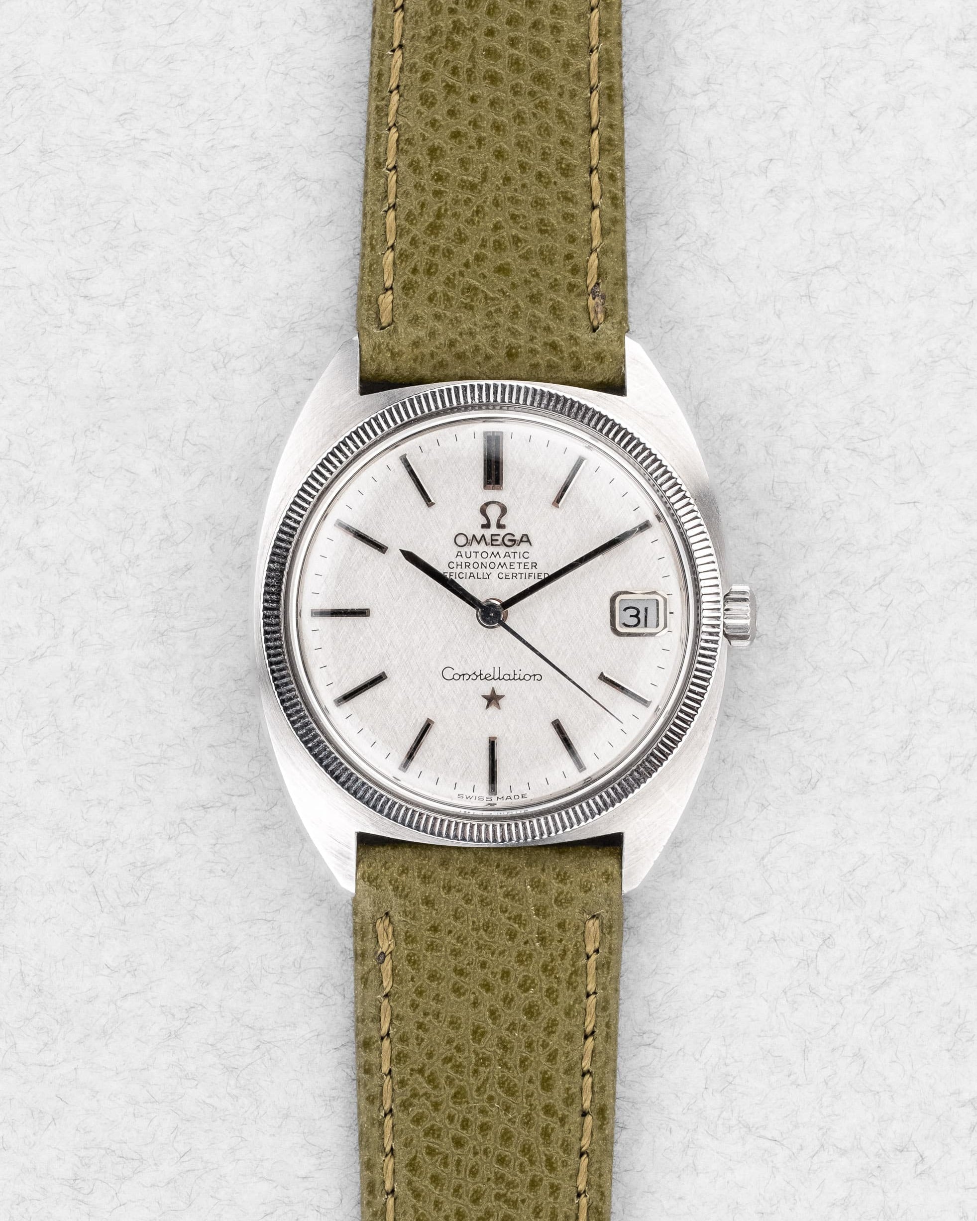 EPLS Omega Constellation « C-Shape Linen Dial/Cadran Lin » 168.027 de 1968 - Front