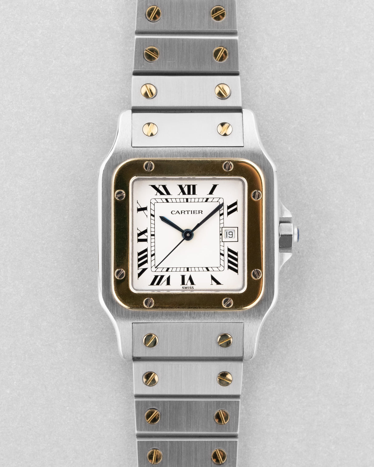 BQTA Cartier Santos Carrée GM Ref. 2961 in Steel and Yellow Gold, circa 1980 - Front