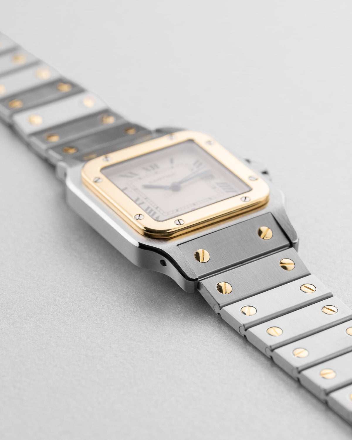 BQTA Cartier Santos Carrée GM Ref. 2961 in Steel and Yellow Gold, circa 1980 - Left side
