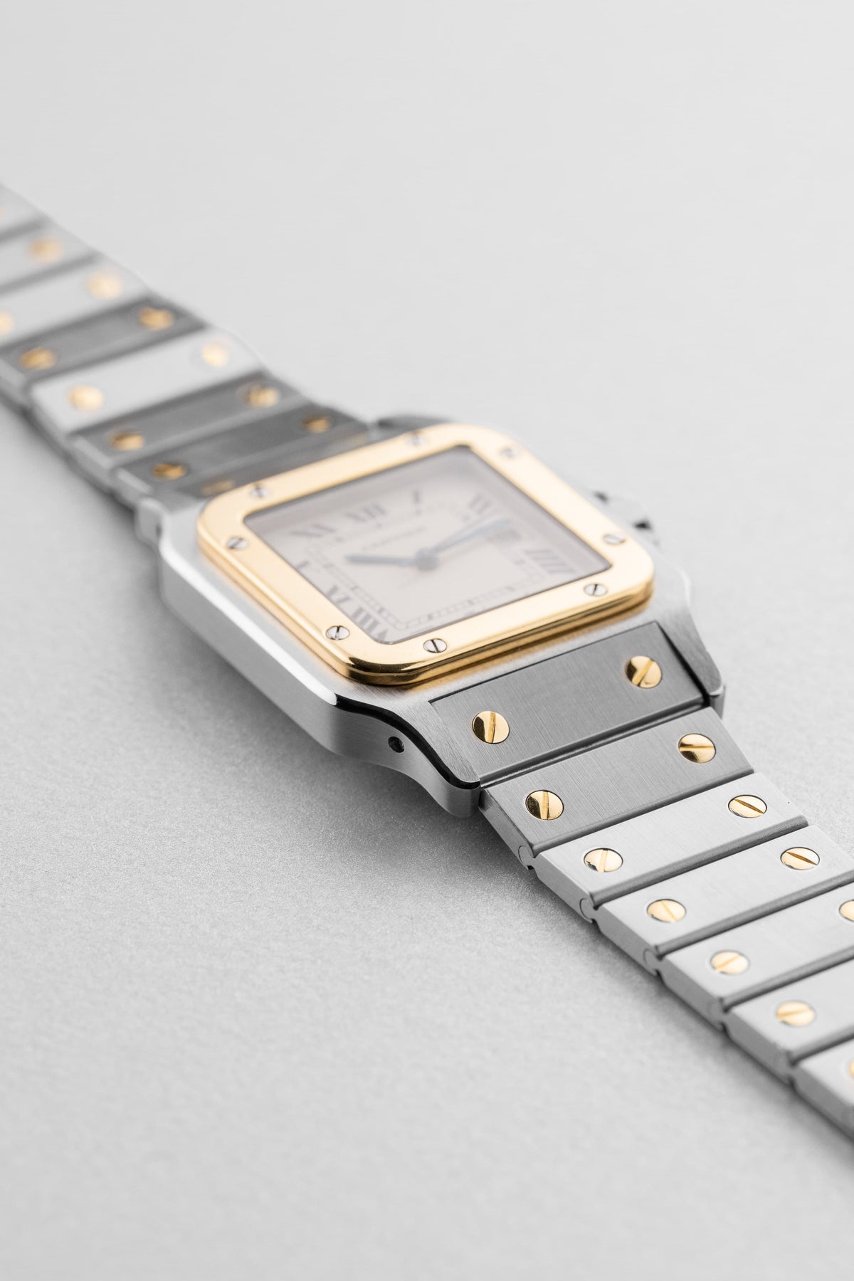 BQTA Cartier Santos Carrée GM Ref. 2961 in Steel and Yellow Gold, circa 1980 - Left side