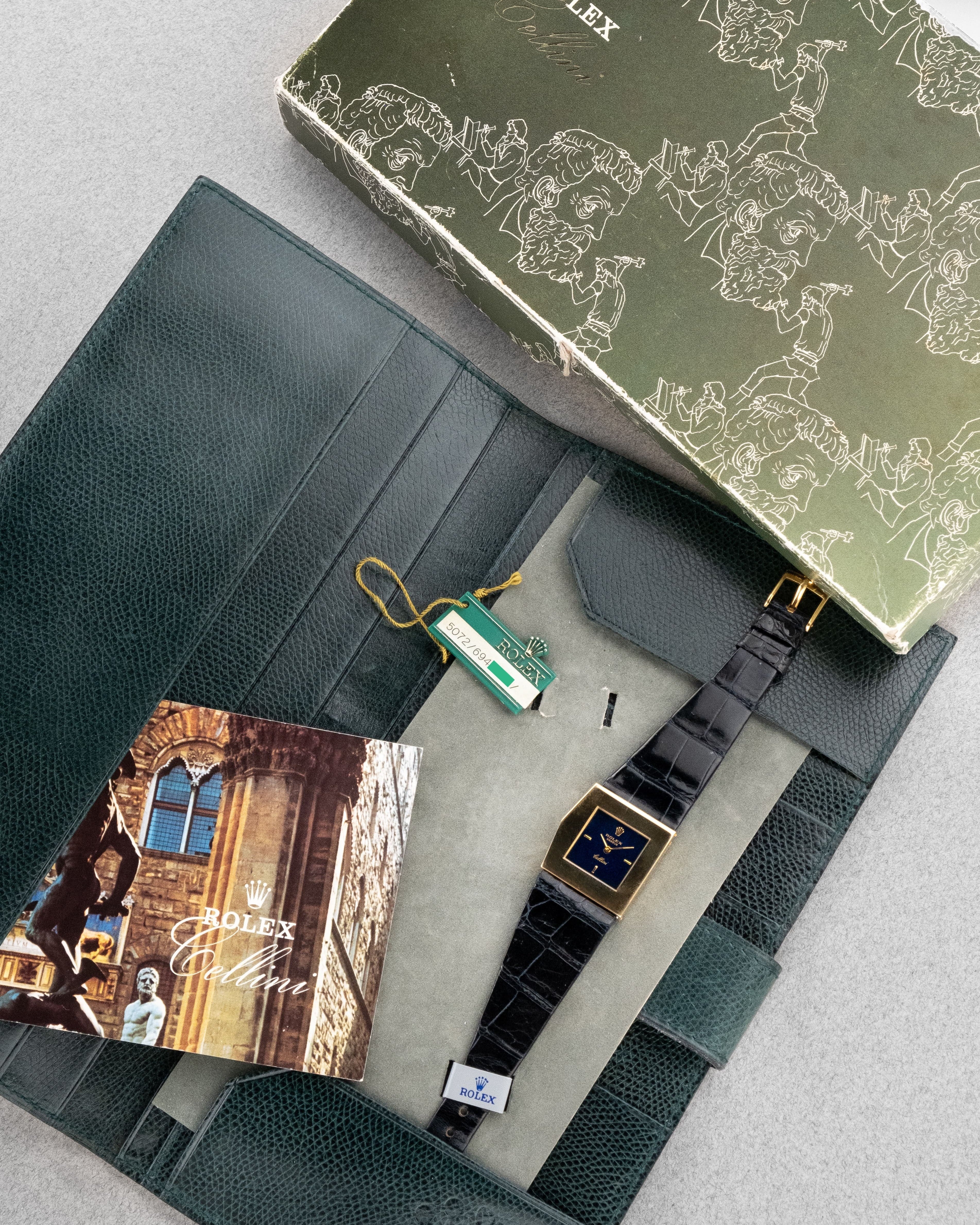 BSPW Superbe et Rare Rolex Cellini/Midas réf. 5072 en or jaune et cadran bleu de 1981 – 100% d'origine - Set