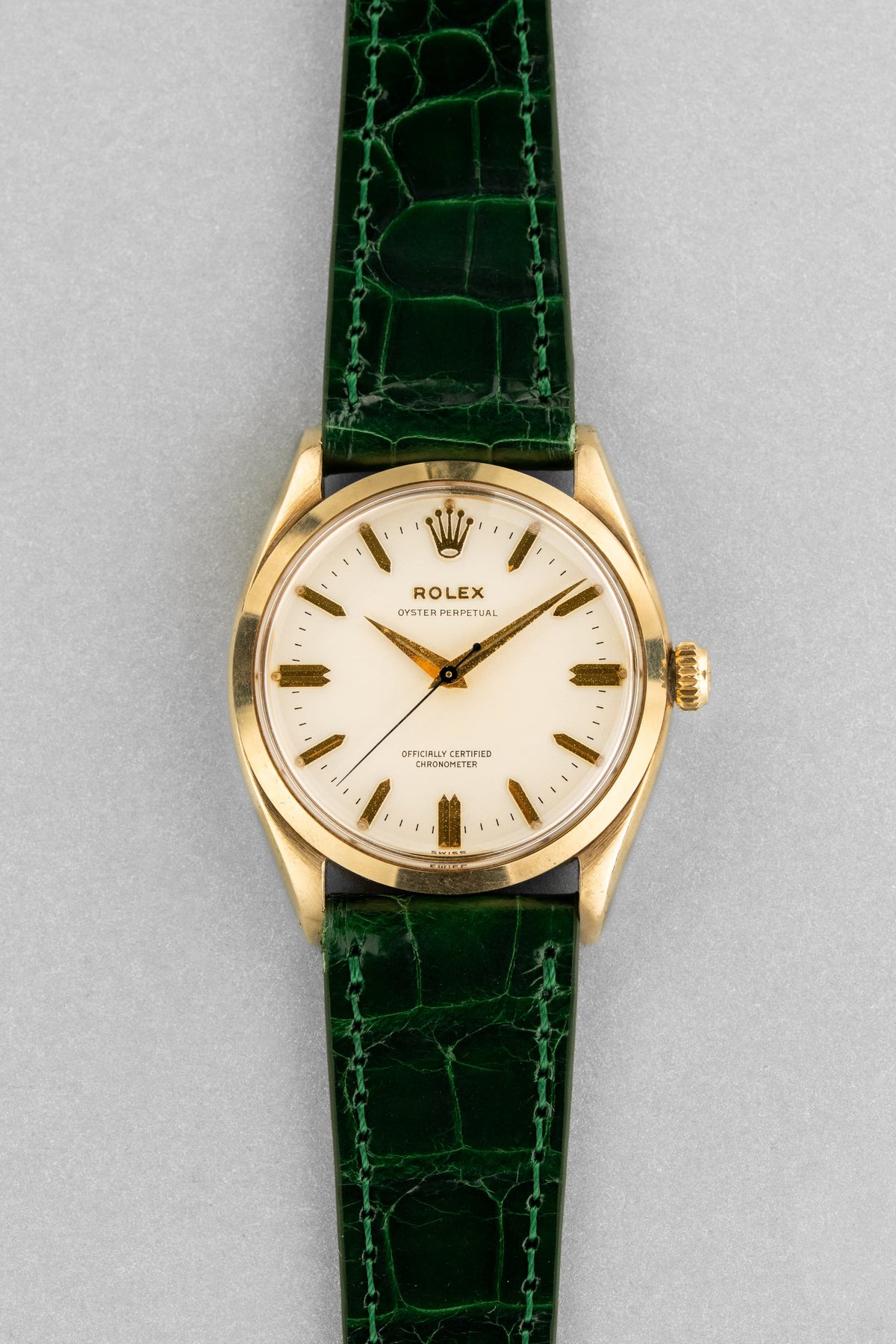 BXFU Rolex Oyster Perpetual 型號 6564 黃金腕錶,1955 年——OCC,英國市場 - 正面