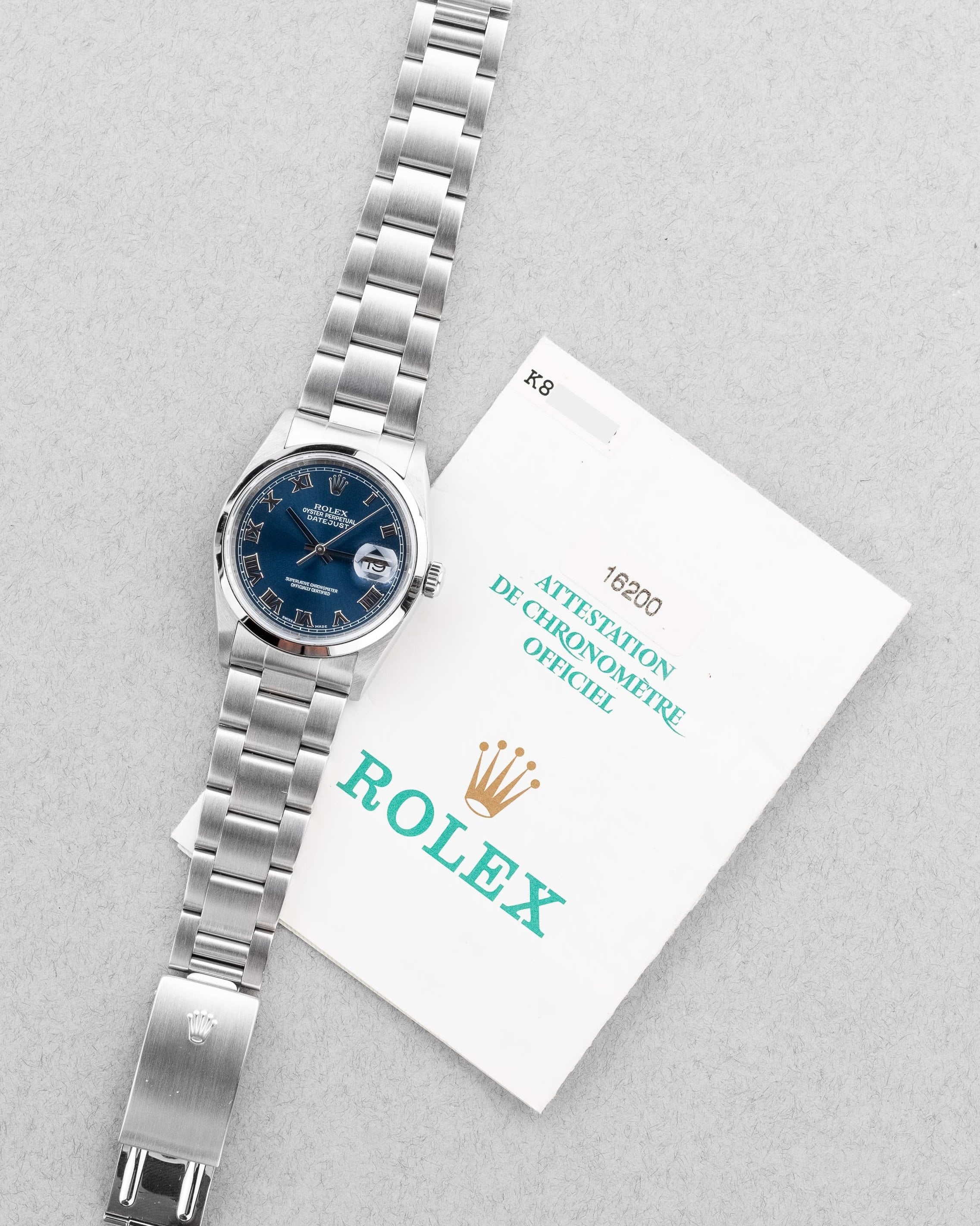 BZFY Rolex Datejust 16200 Bleue de 2002 – Full Set - Overview
