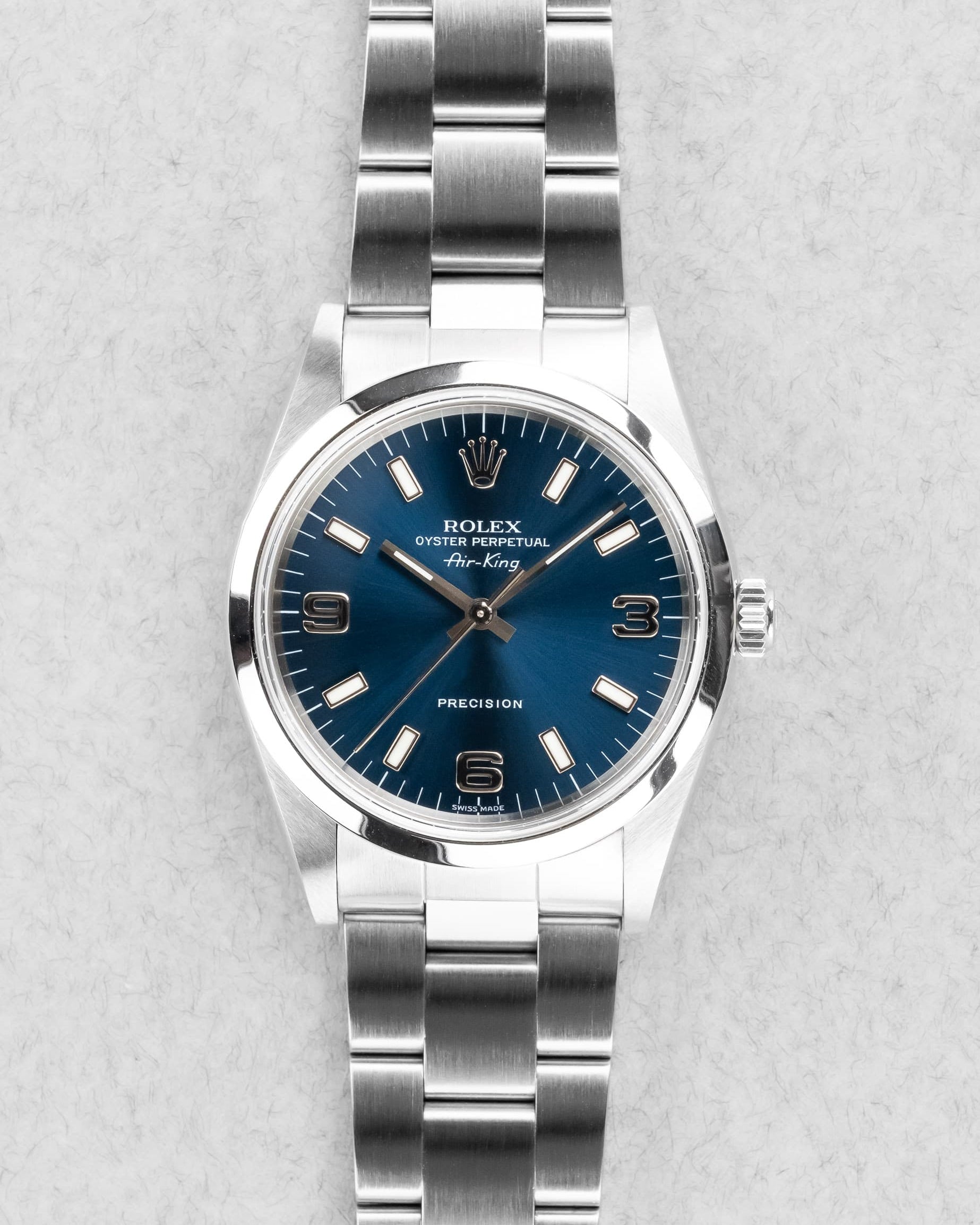 DC5U Rolex Air-King 14000 de 1999 – Cadran bleu « Explorer 3-6-9 » - Front