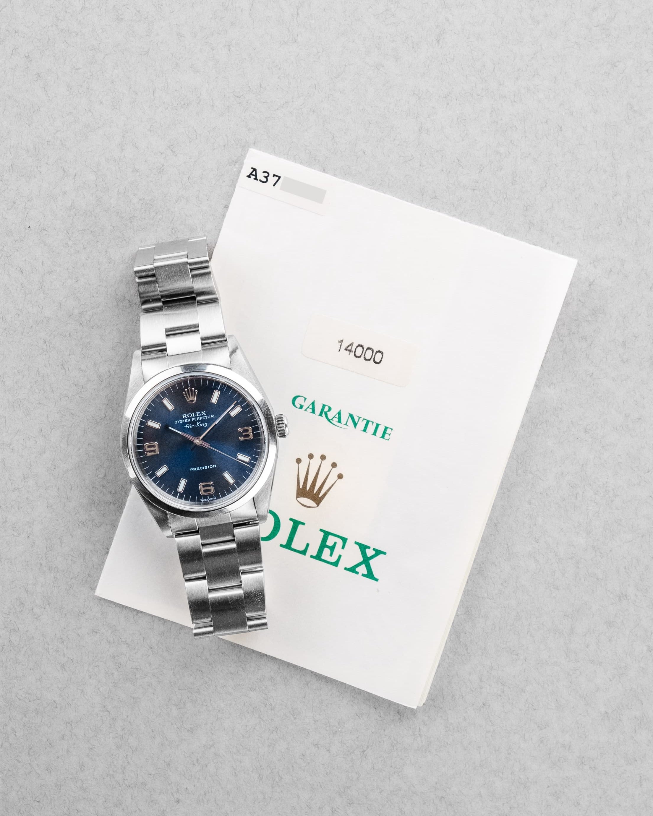 DC5U Rolex Air-King 14000 de 1999 – Cadran bleu « Explorer 3-6-9 » - Set