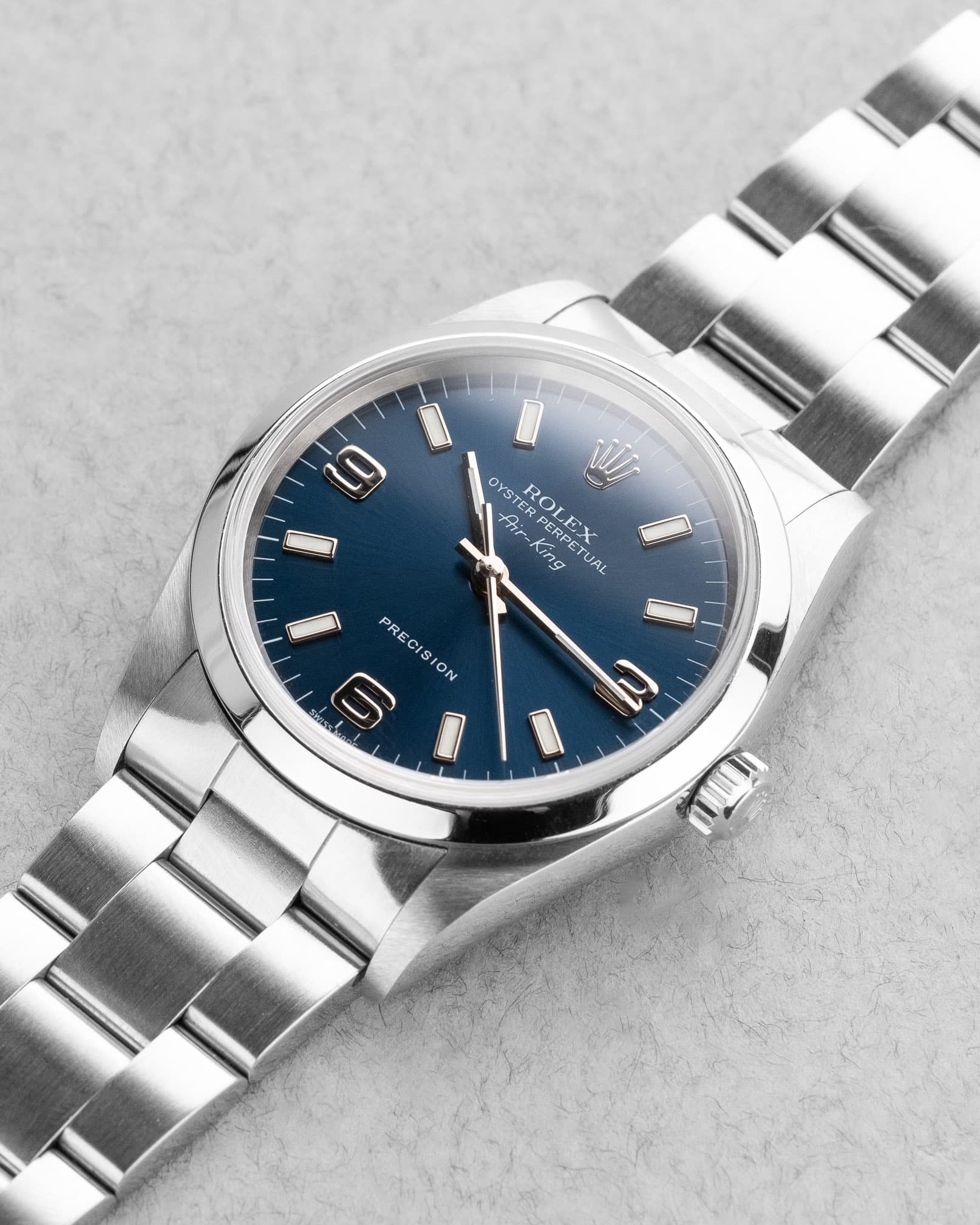 DC5U Rolex Air-King 14000 de 1999 – Cadran bleu « Explorer 3-6-9 » - Three Quarters