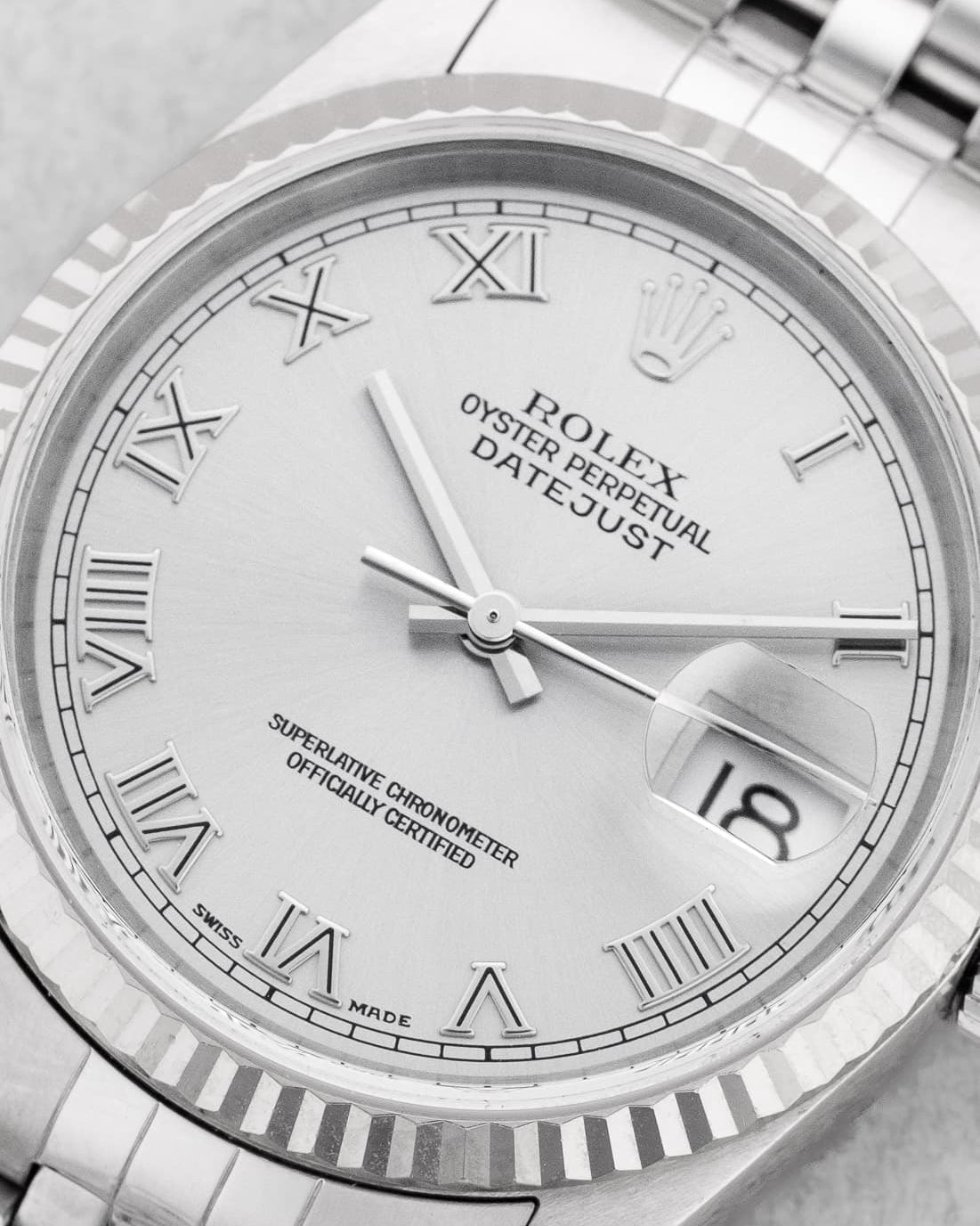 DFDK Rolex Datejust réf. 16234 de 2000 – Cadran « Silver Roman No Lume » - Dial