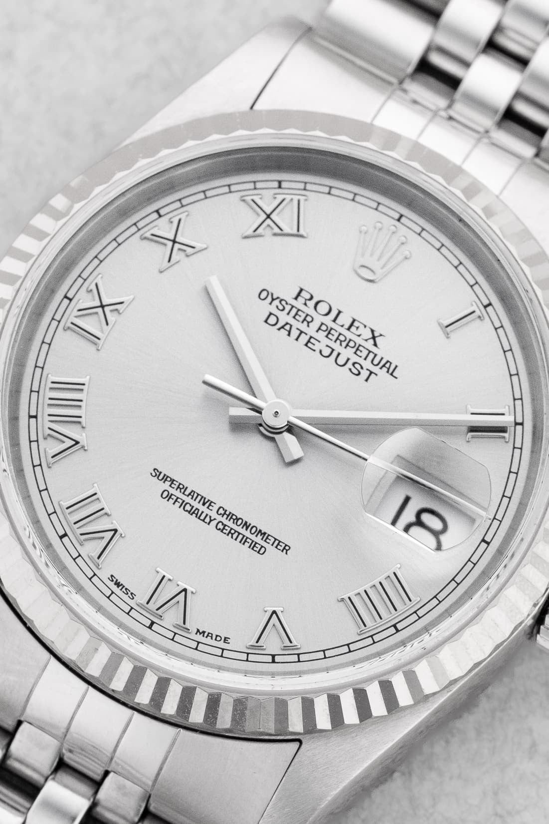 DFDK Rolex Datejust réf. 16234 de 2000 – Cadran « Silver Roman No Lume » - Dial