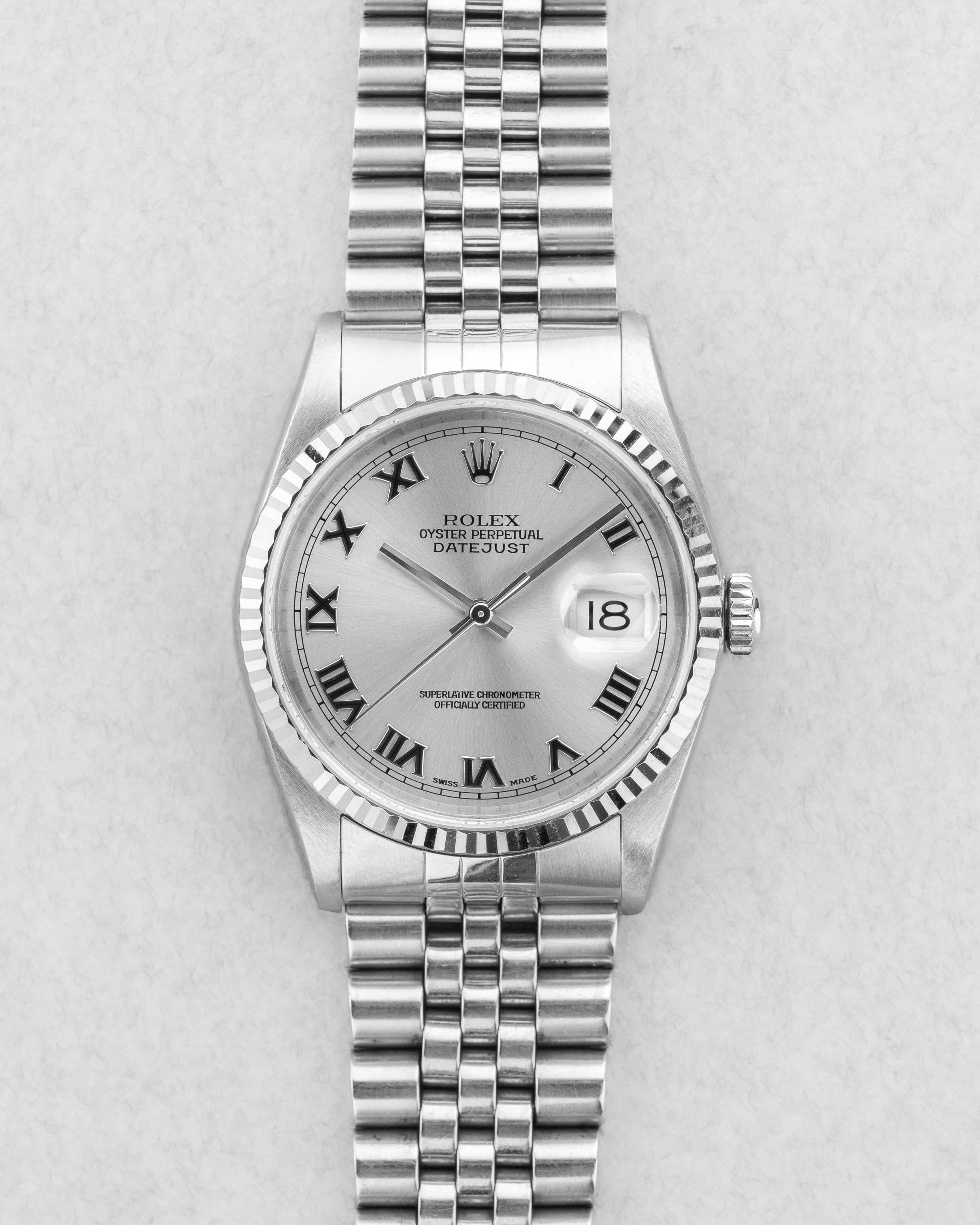 DFDK Rolex Datejust réf. 16234 de 2000 – Cadran « Silver Roman No Lume » - Front