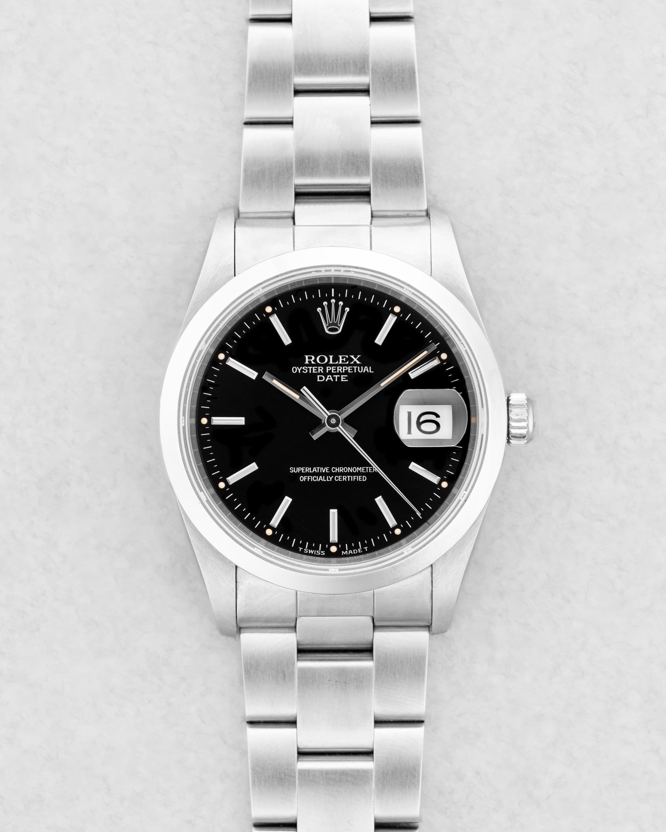 DT2Y Rolex Oyster Perpetual Date 15200 de 1999 – Cadran noir au tritium patiné - Front
