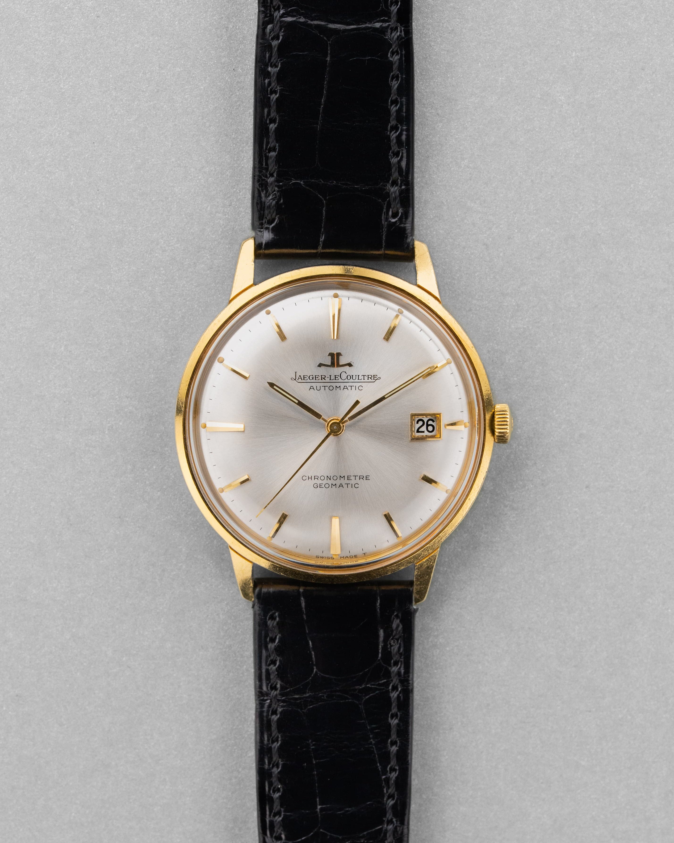 E25M Exceptionnelle Jaeger-LeCoultre Chronomètre Geomatic réf. E398 en or jaune, circa 1965 - Front