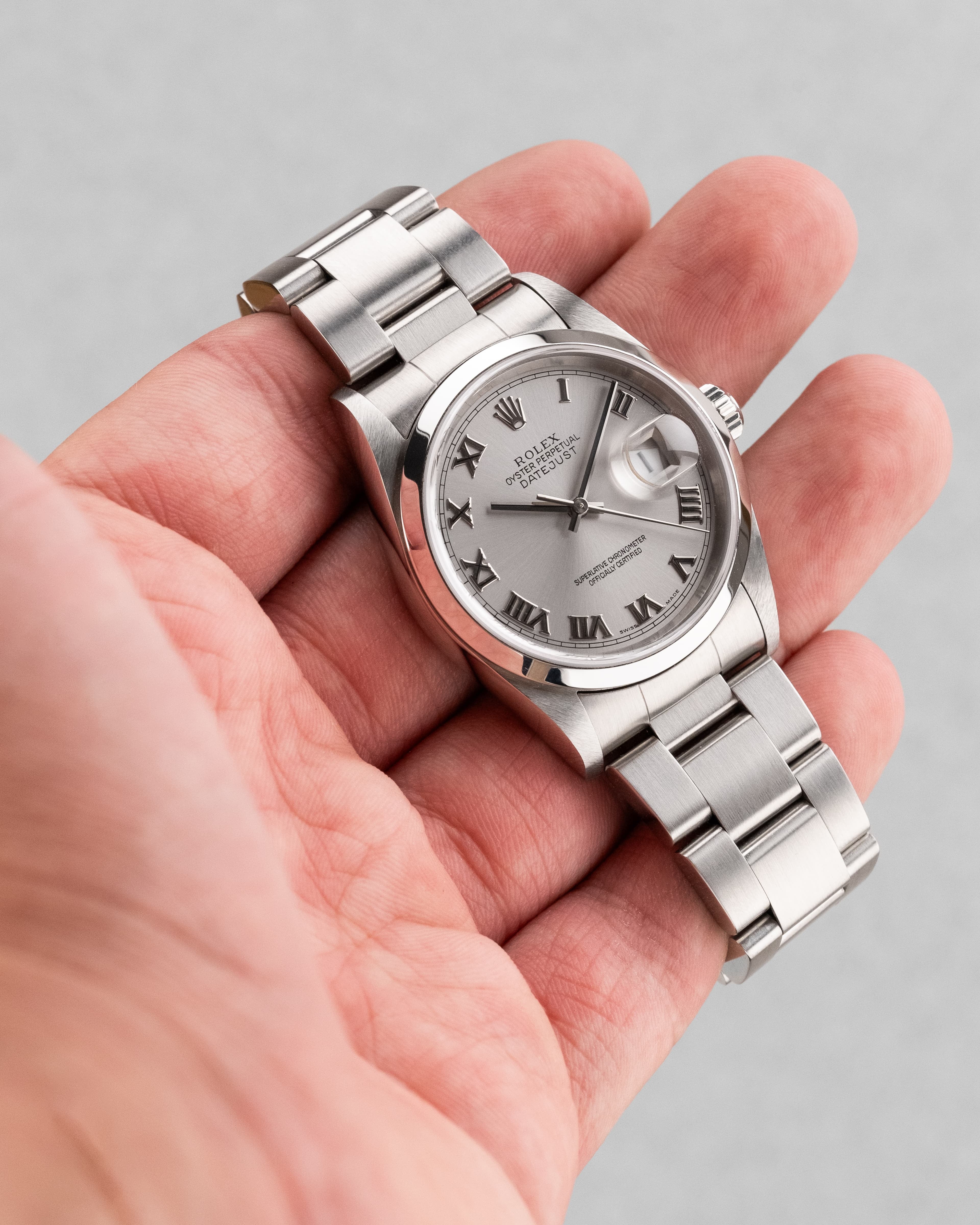 E3KB Rolex Datejust réf. 16200 de 2002 – Cadran « Silver Roman No Lume » + Garantie d'origine - Wristshot