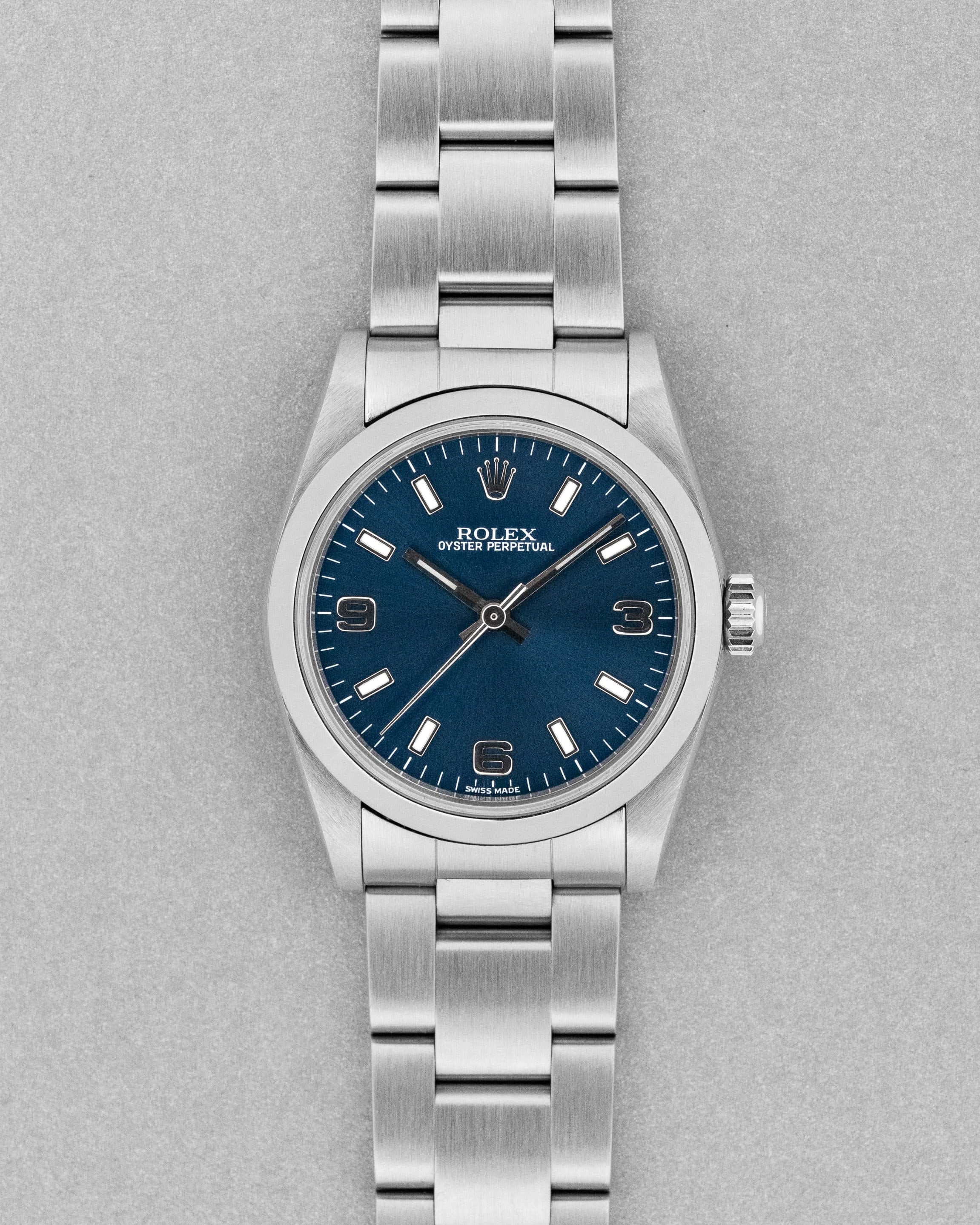 GF7V Rolex Oyster Perpetual 31 ref. 77080 del 2002 – Quadrante blu «Explorer 3-6-9» - Fronte