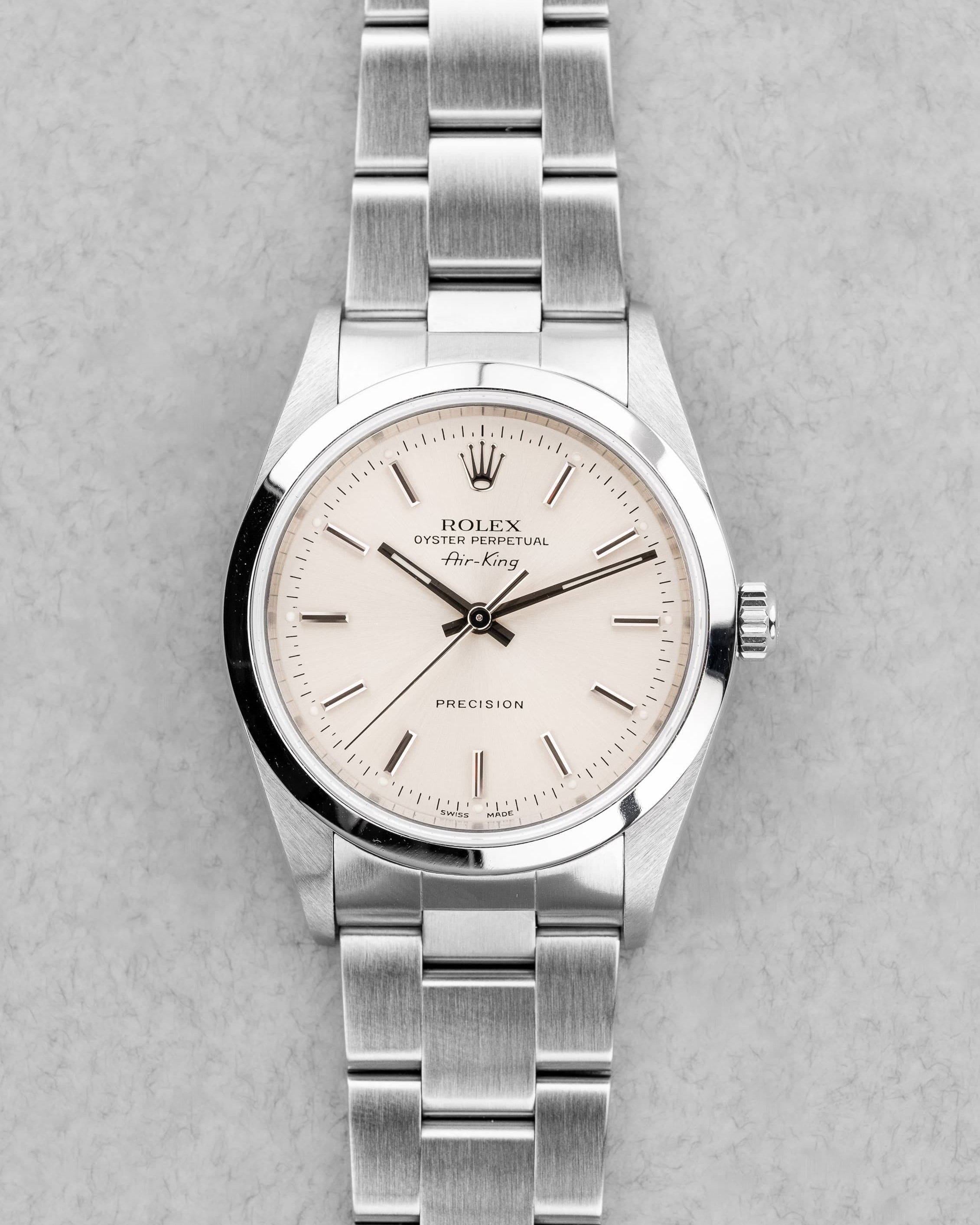 HSAV Rolex Air-King 14000 de 1999 en parfait état – Cadran « Argent/Silver » - Front