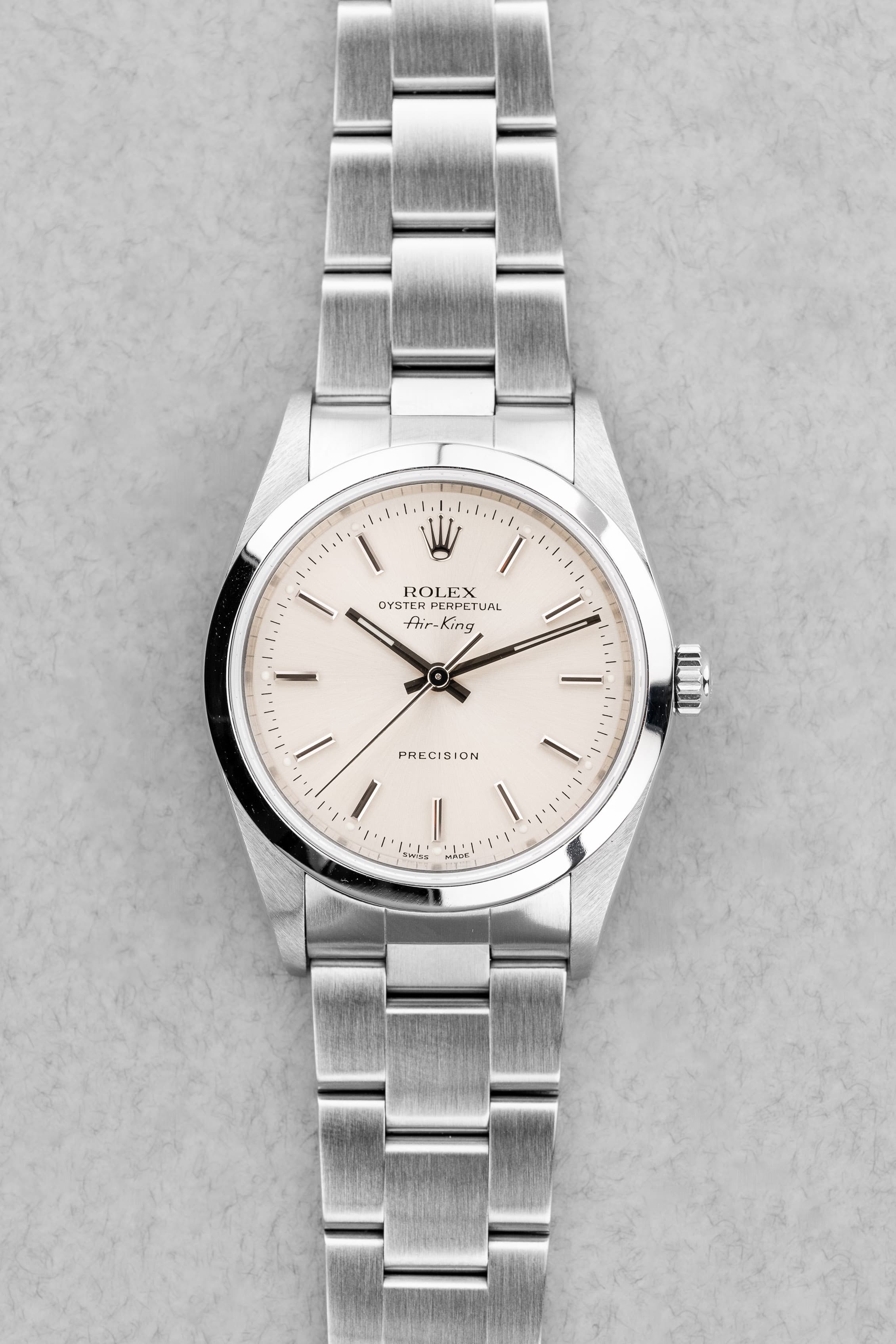 HSAV Rolex Air-King 14000 de 1999 en parfait état – Cadran « Argent/Silver » - Front