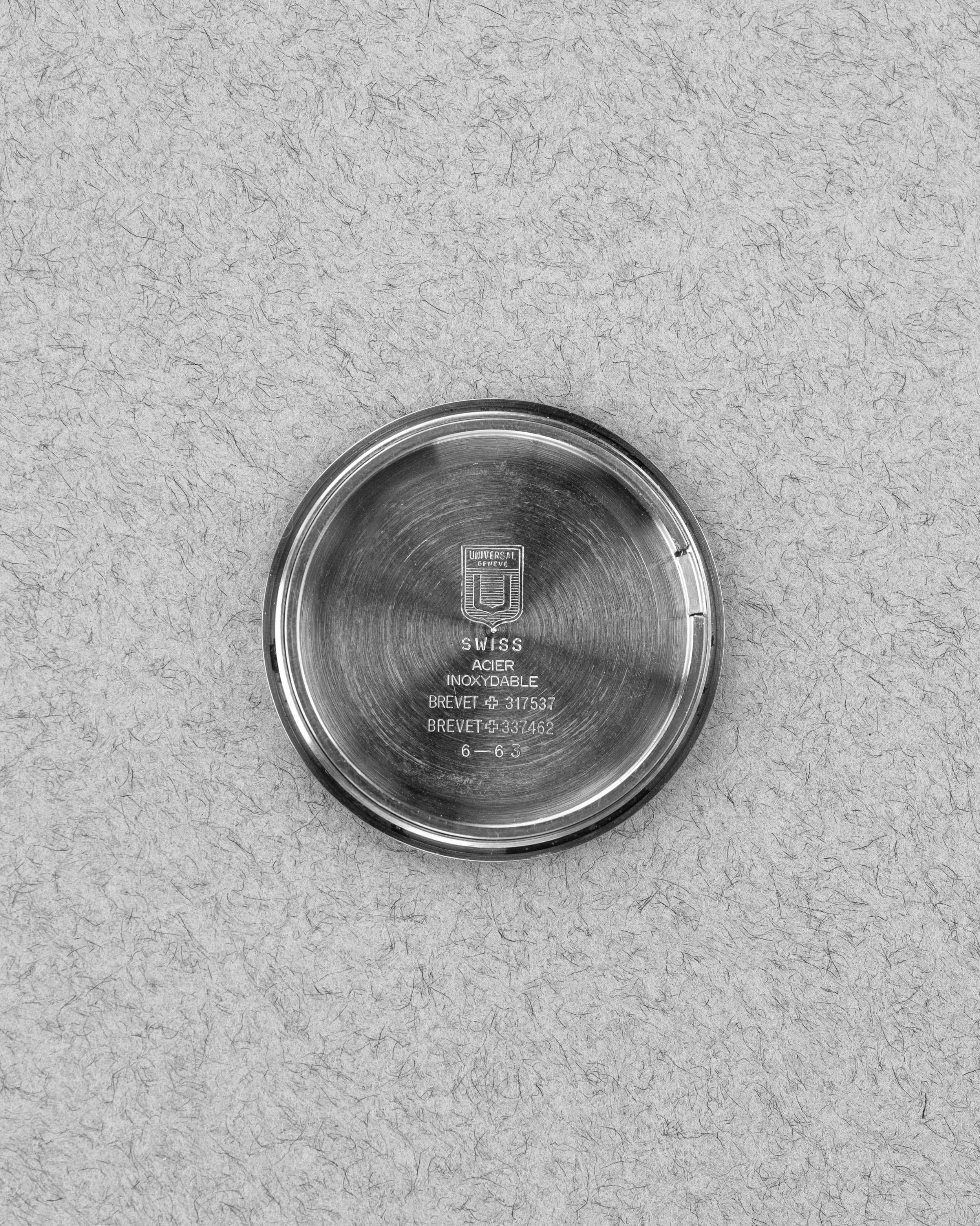 J58H Superbe Universal Genève Polerouter Date Micro-Rotor 204612-2 de 1963 - Inside case back