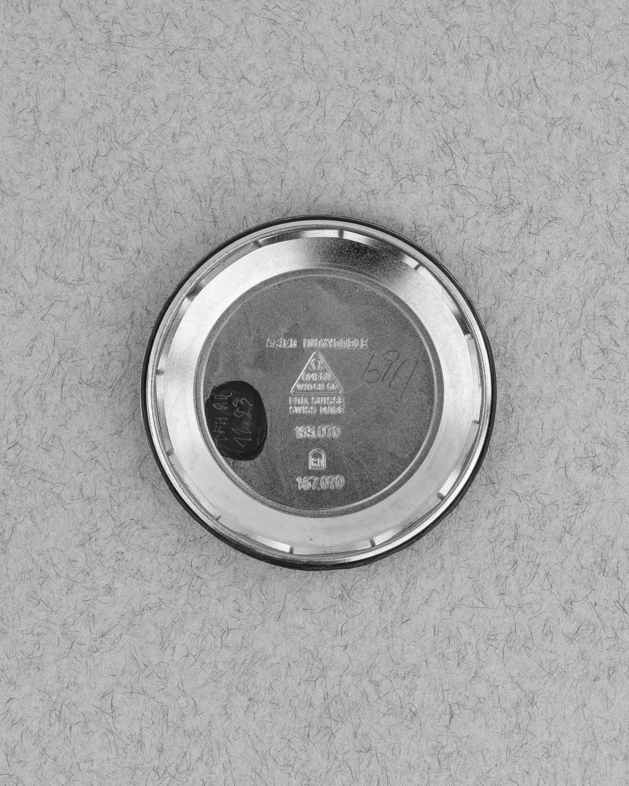 K1XY Rare et intéressante Omega Seamaster Chronomètre 167.070 en acier de 1968 - Inside case back