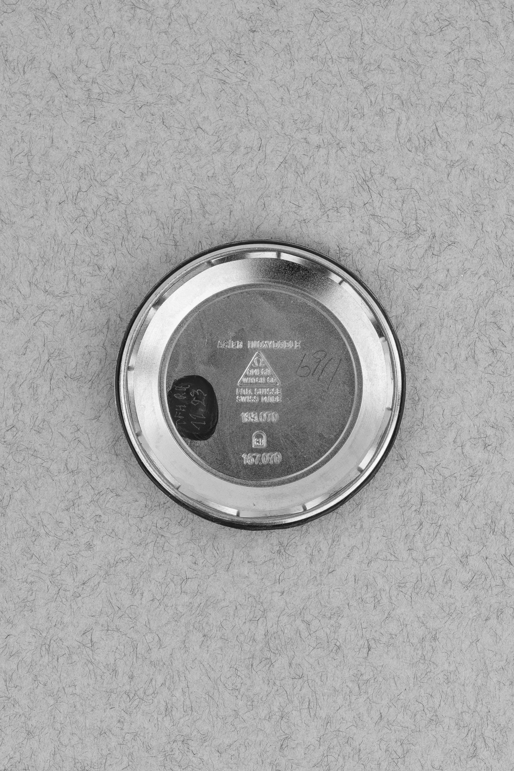 K1XY Rare et intéressante Omega Seamaster Chronomètre 167.070 en acier de 1968 - Inside case back