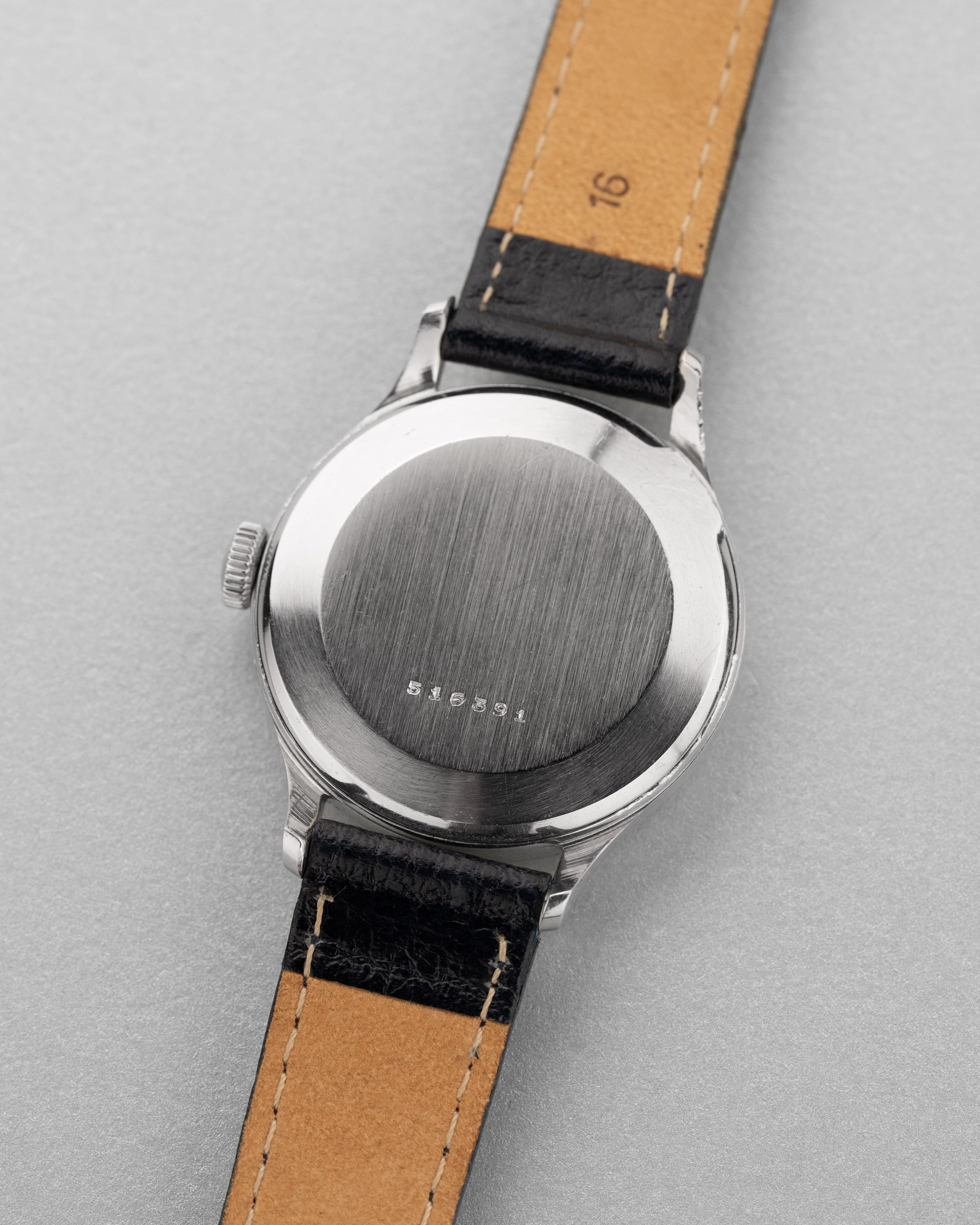 K5ST Jaeger-LeCoultre ref. E159 di stile militare in acciaio, circa 1946 - Retro