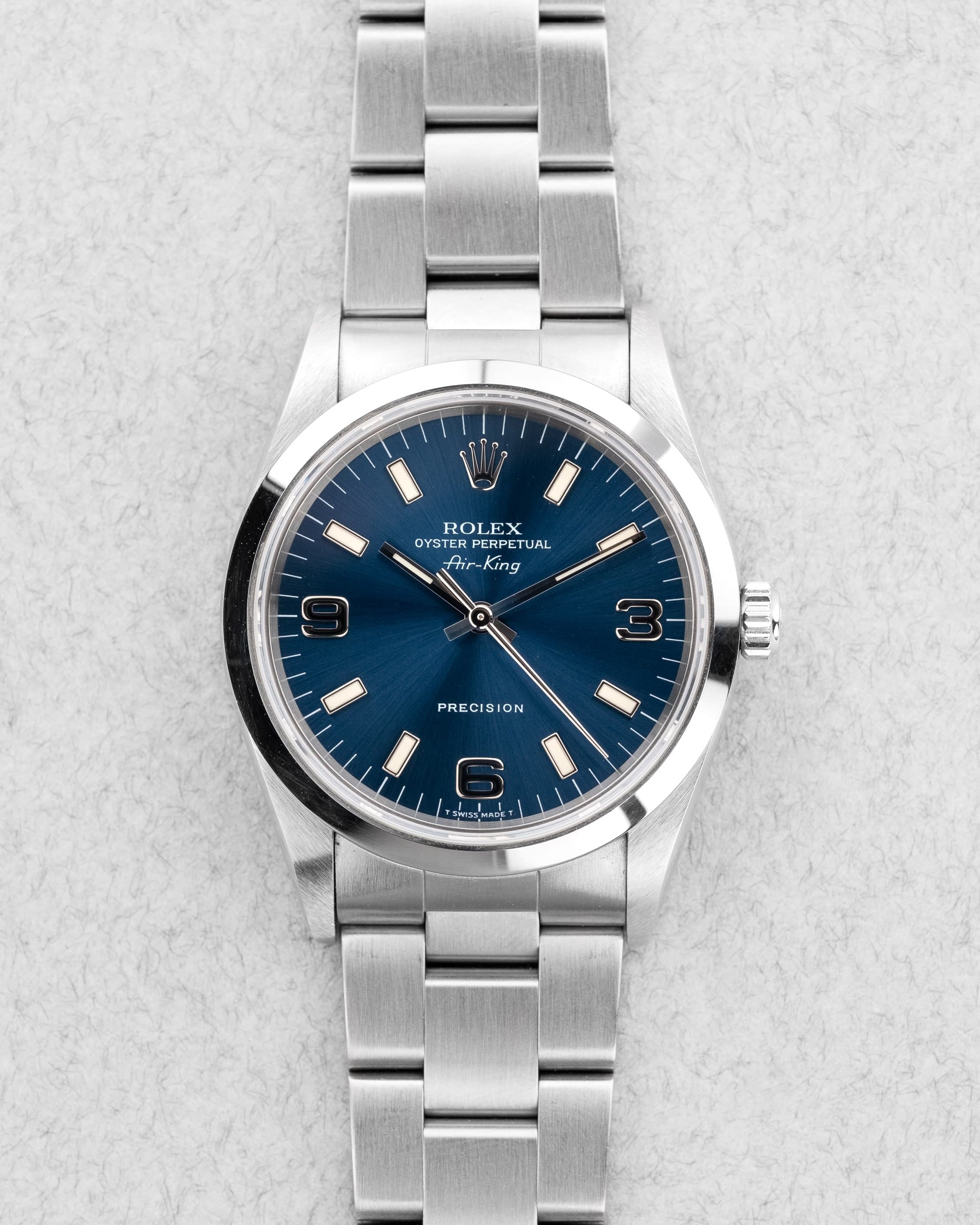 L1DU Rolex Air-King 14000 de 1997 – Cadran bleu « Explorer 3-6-9 » - Front