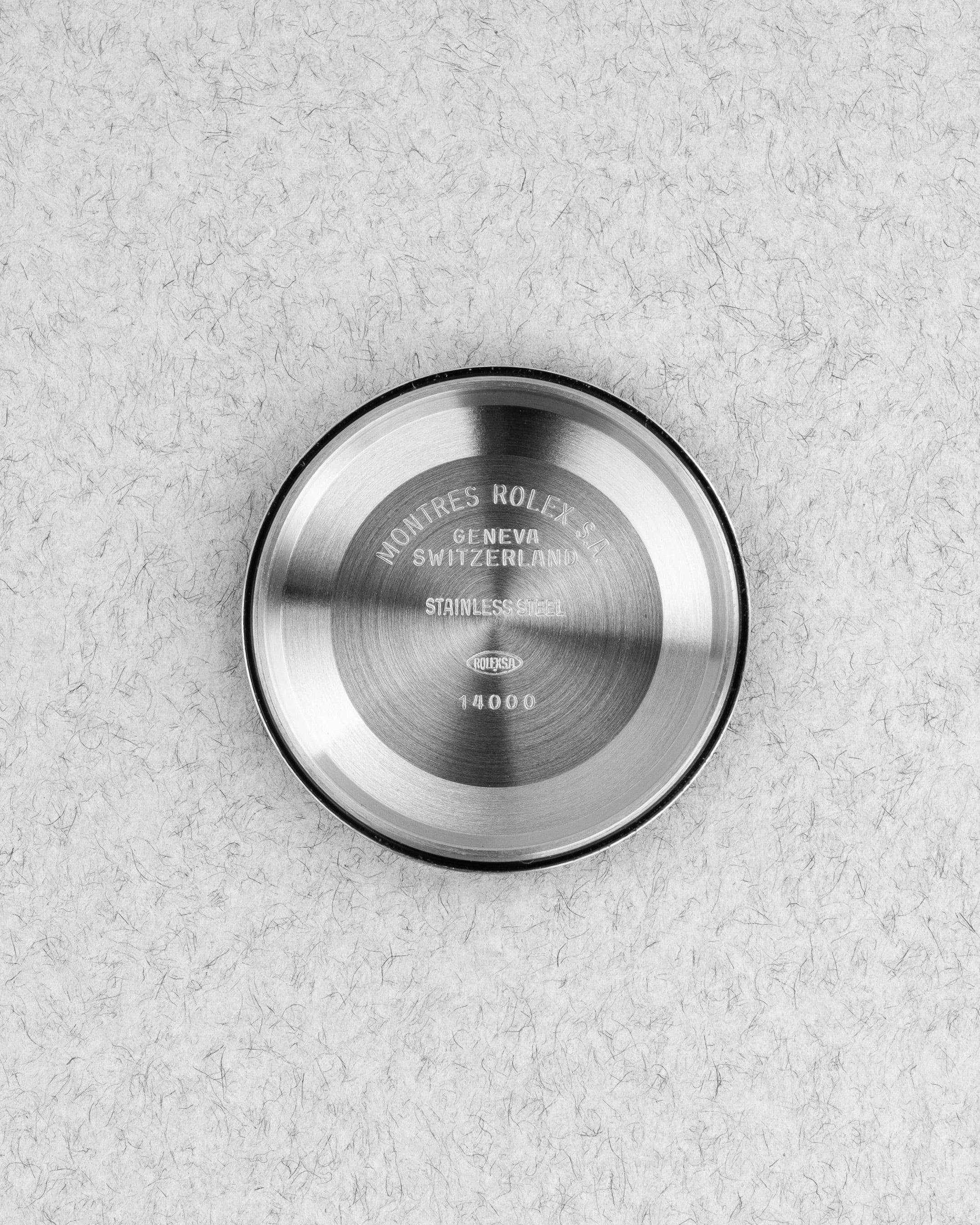 L1DU Rolex Air-King 14000 de 1997 – Cadran bleu « Explorer 3-6-9 » - Inside case back