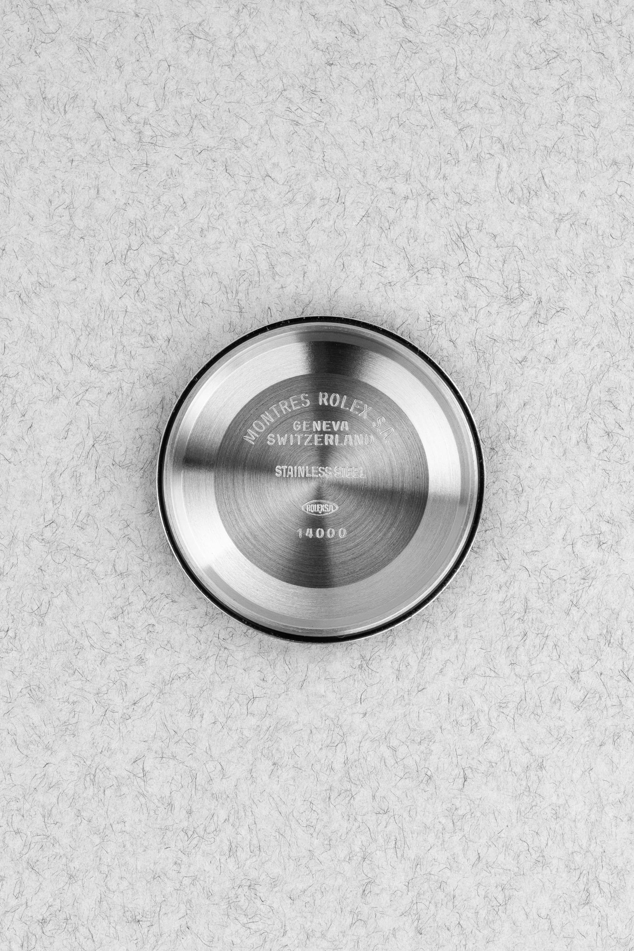 L1DU Rolex Air-King 14000 de 1997 – Cadran bleu « Explorer 3-6-9 » - Inside case back