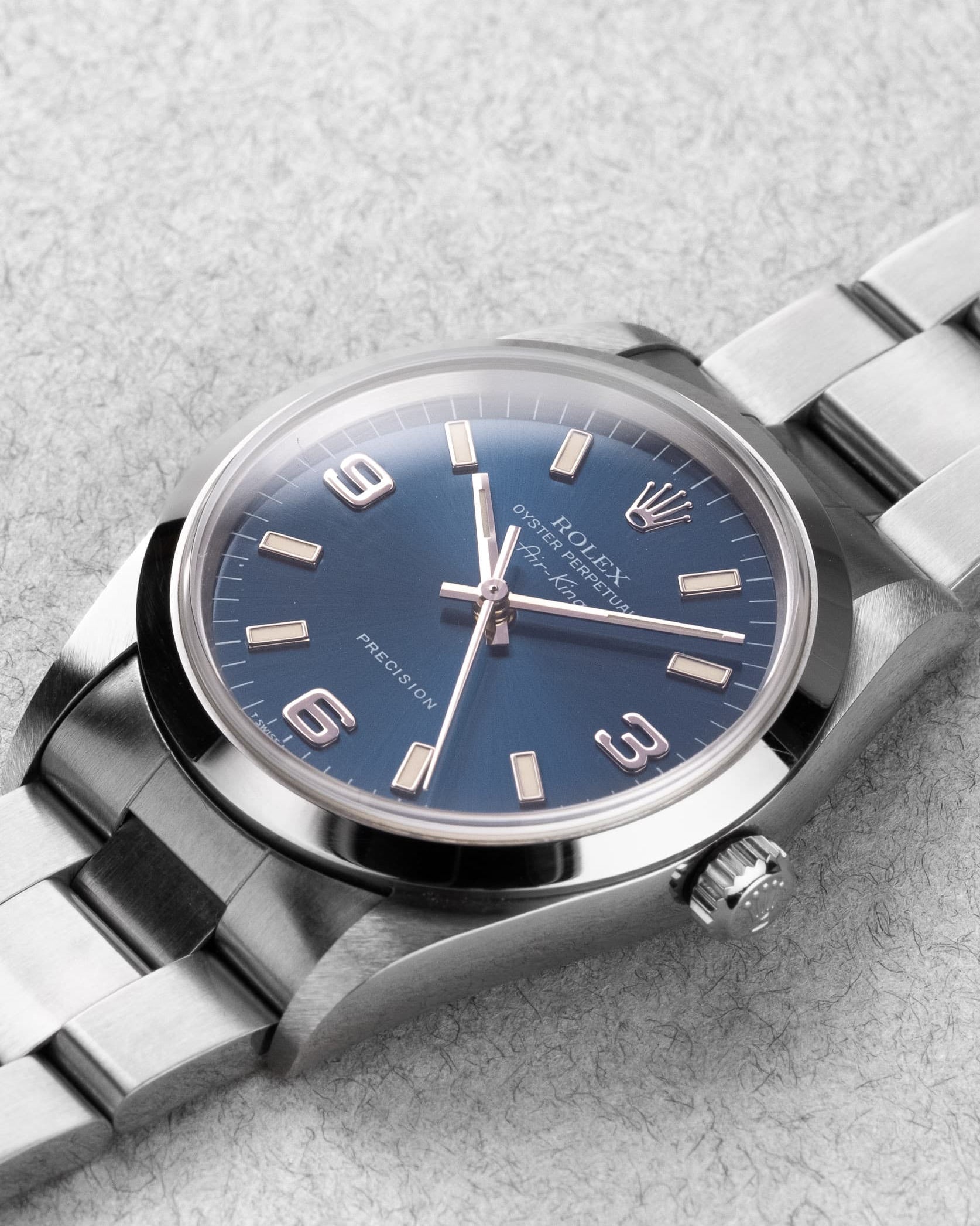 L1DU Rolex Air-King 14000 de 1997 – Cadran bleu « Explorer 3-6-9 » - Three Quarters