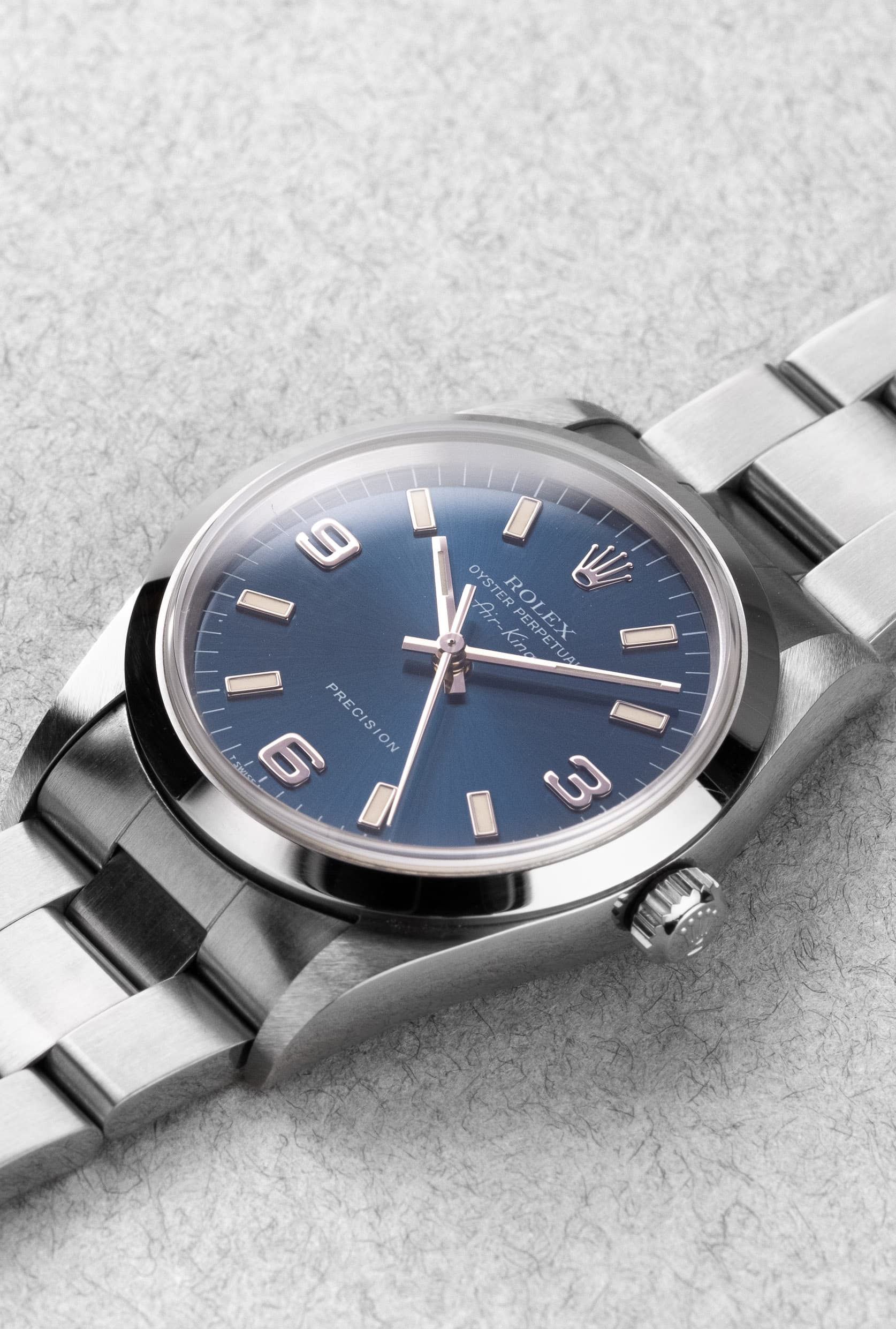 L1DU Rolex Air-King 14000 de 1997 – Cadran bleu « Explorer 3-6-9 » - Three Quarters