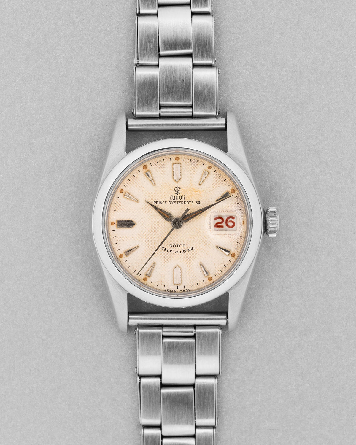 L8YQ Tudor Prince Oysterdate réf. 7914 de 1957 – Cadran « Honeycomb » Radium et Date Roulette - Front
