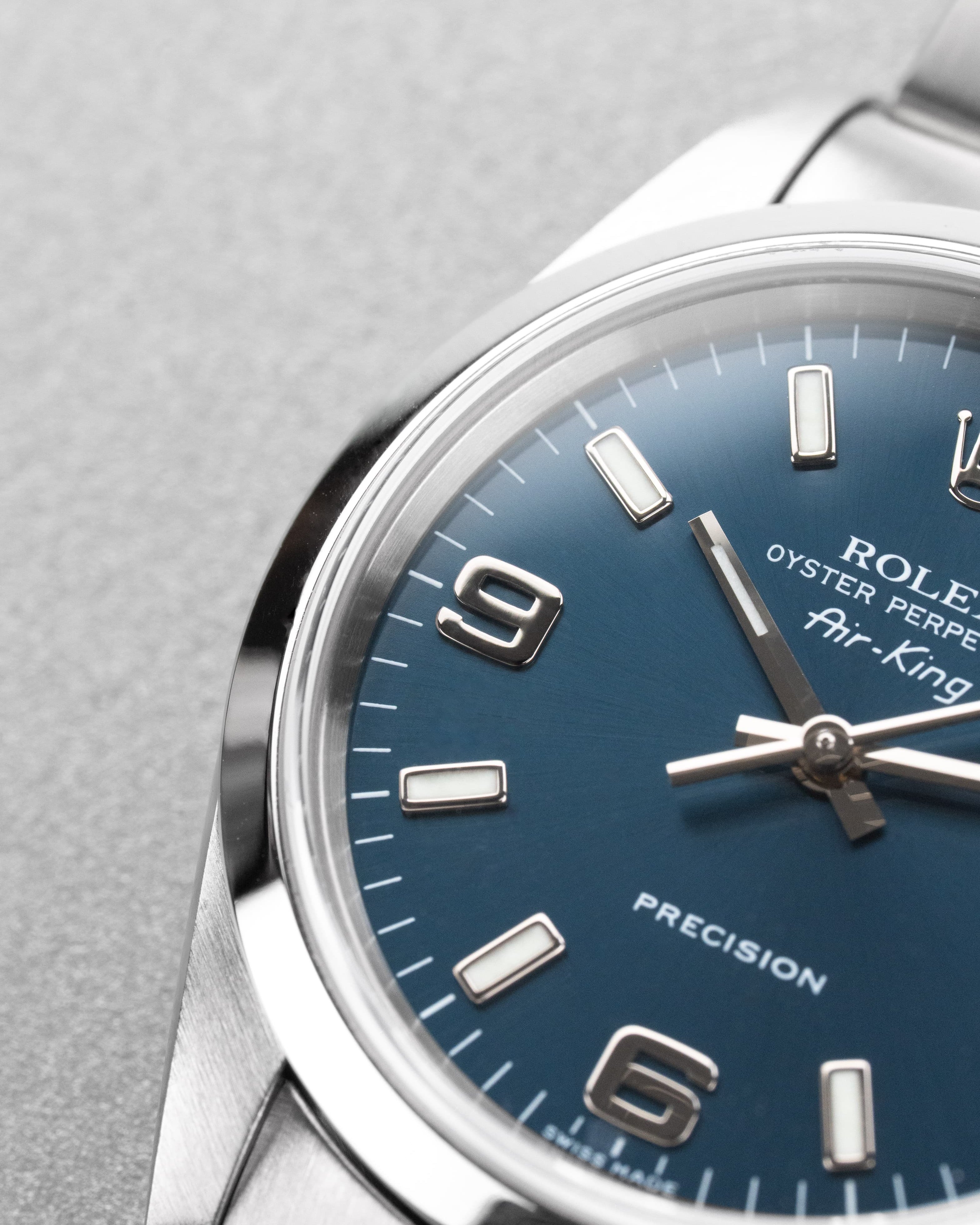 LYH7 Rolex Air-King ref. 14000M del 2006 – Quadrante blu « Explorer 3-6-9 » e Garanzia Rolex - Quadrante