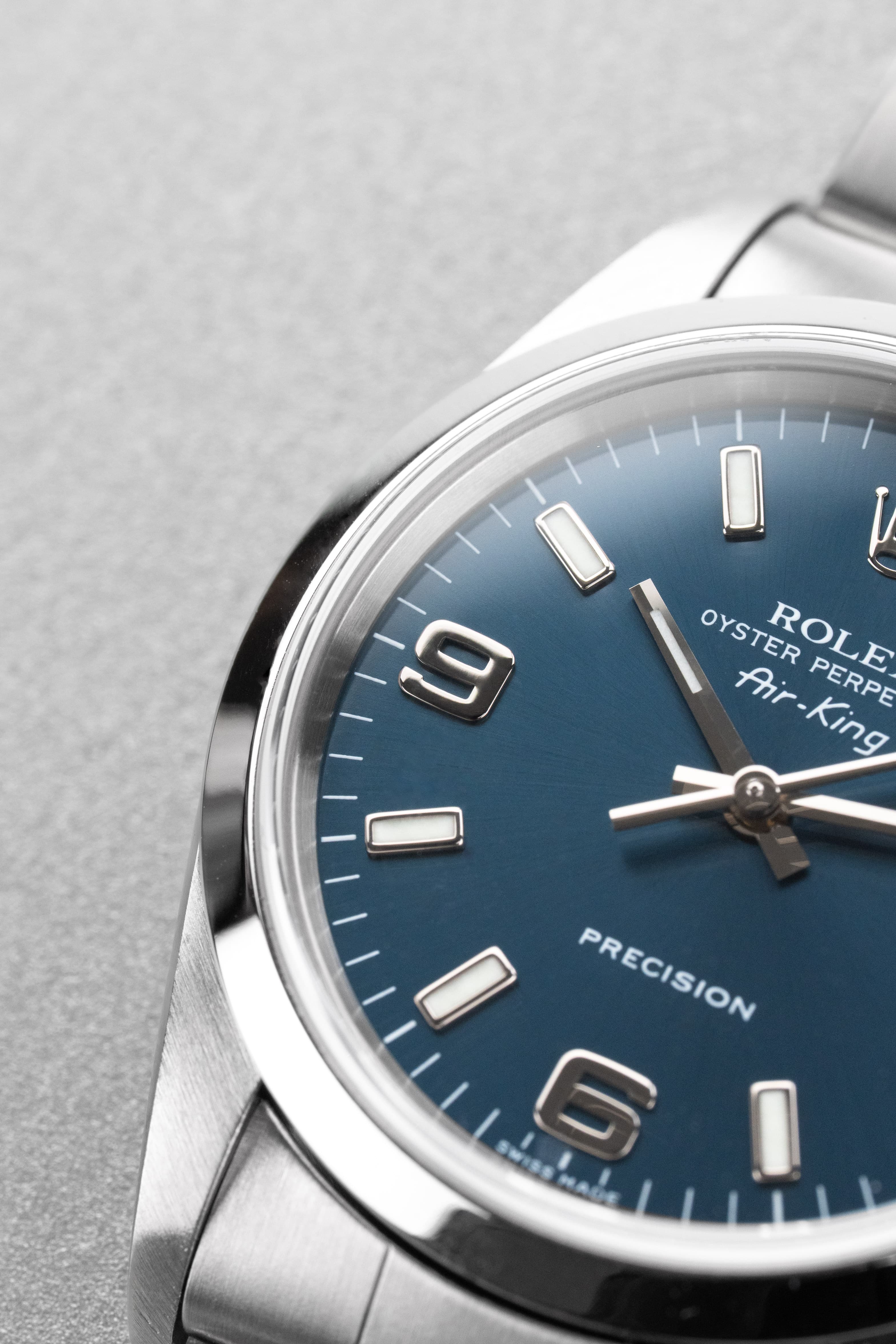 LYH7 Rolex Air-King ref. 14000M del 2006 – Quadrante blu « Explorer 3-6-9 » e Garanzia Rolex - Quadrante