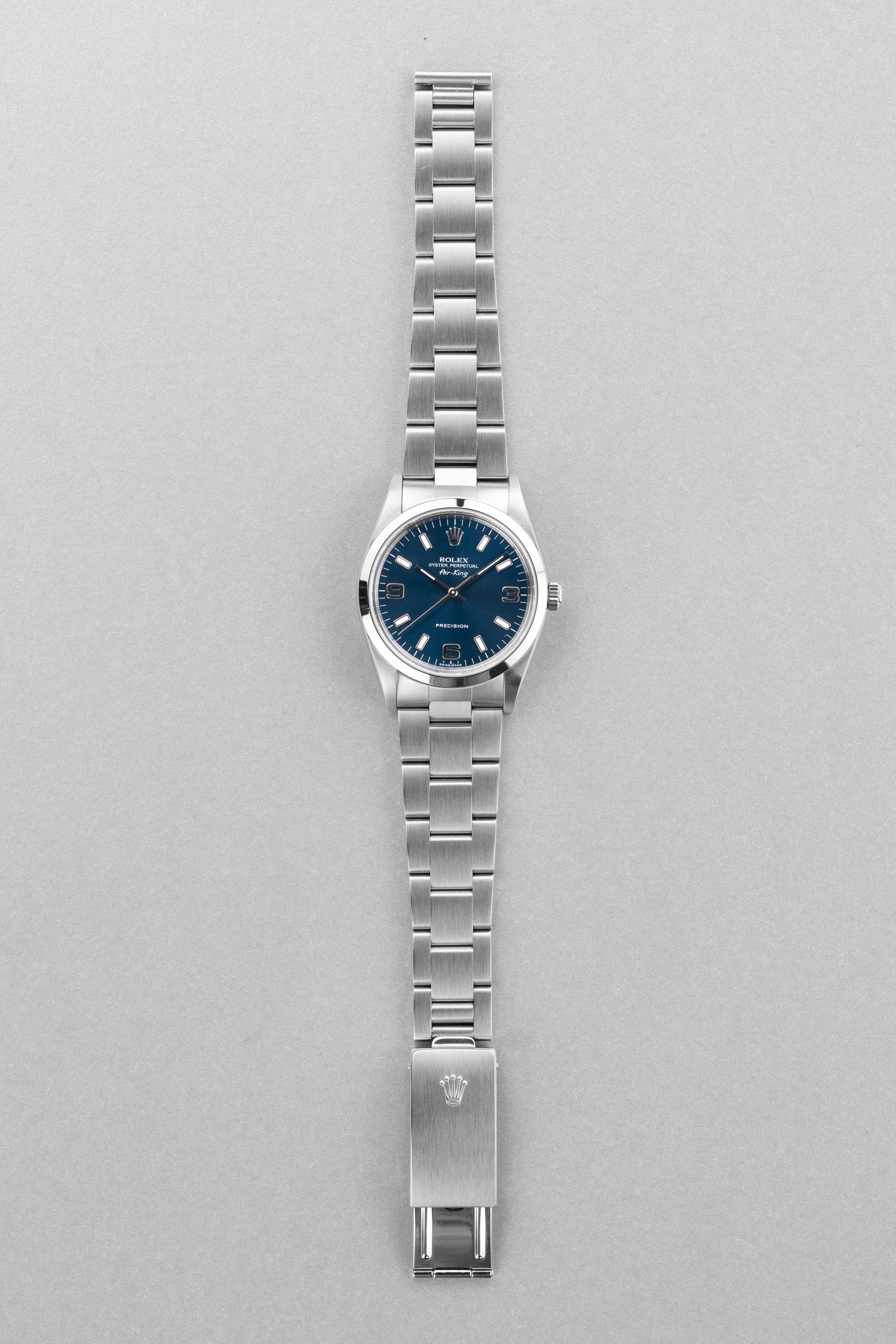 LYH7 Rolex Air-King ref. 14000M del 2006 – Quadrante blu « Explorer 3-6-9 » e Garanzia Rolex - Panoramica