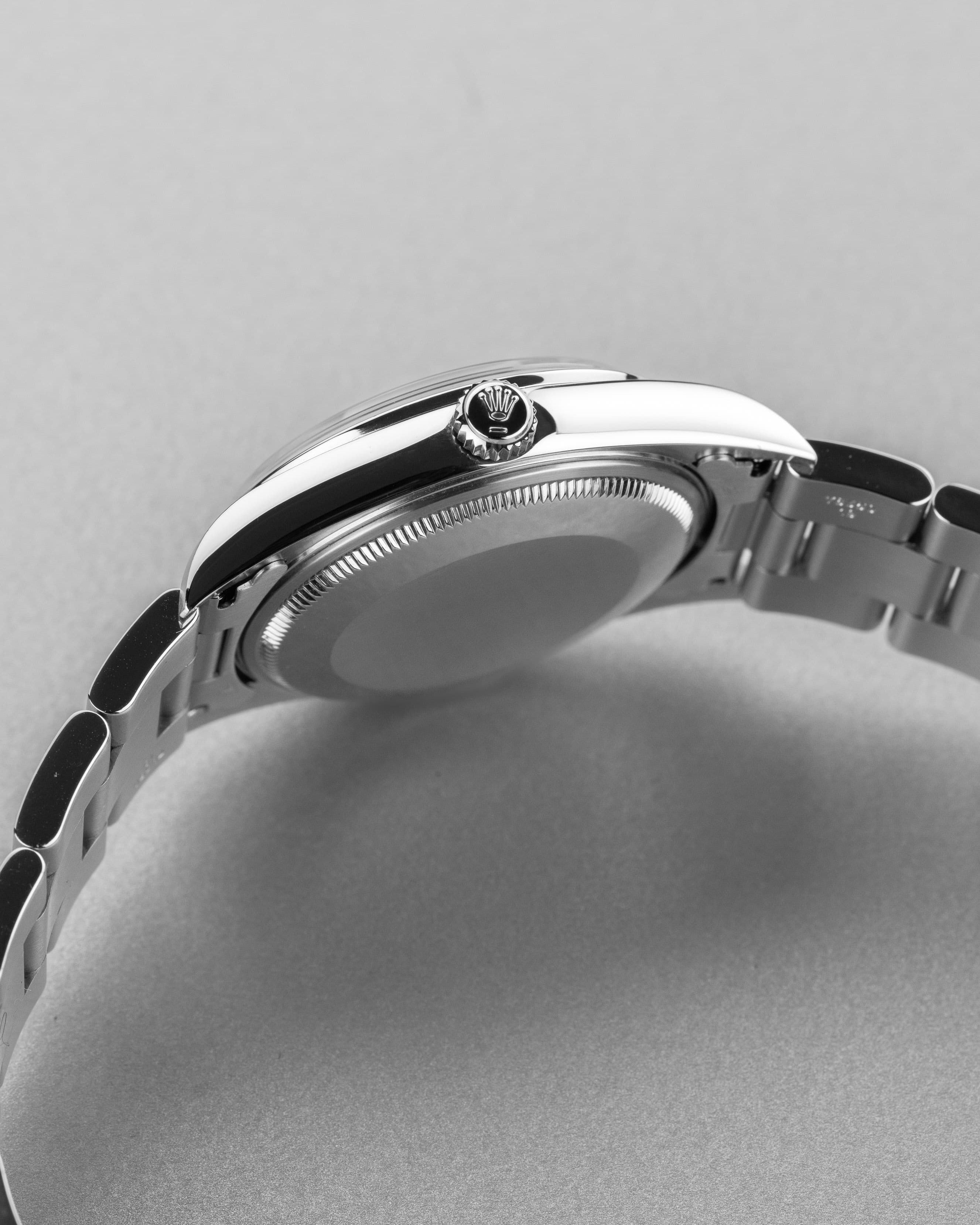 LYH7 Rolex Air-King ref. 14000M del 2006 – Quadrante blu « Explorer 3-6-9 » e Garanzia Rolex - Lato destro
