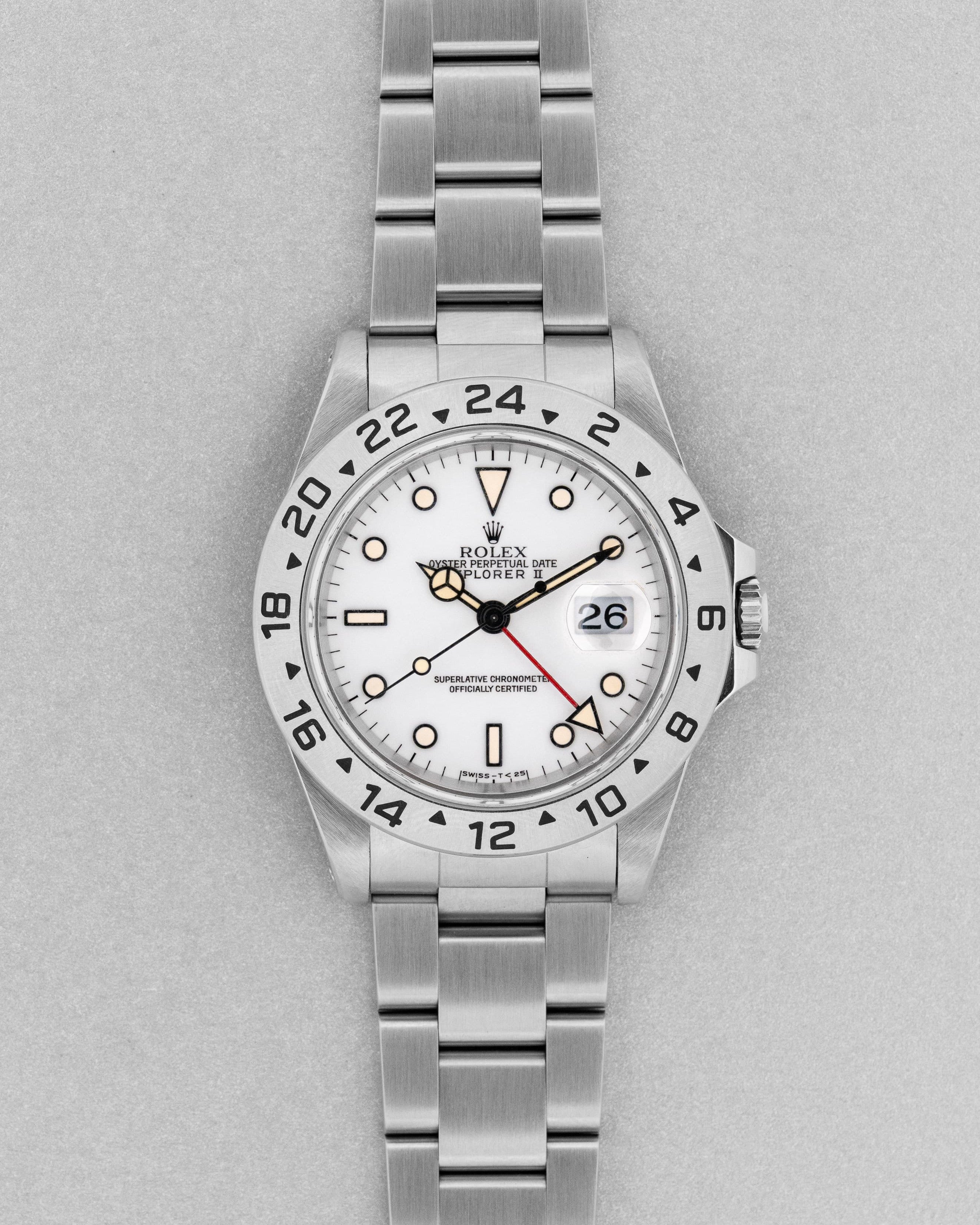 MAAR Rolex Explorer II réf. 16570 de 1997 — Cadran blanc & Tritium patiné - Front
